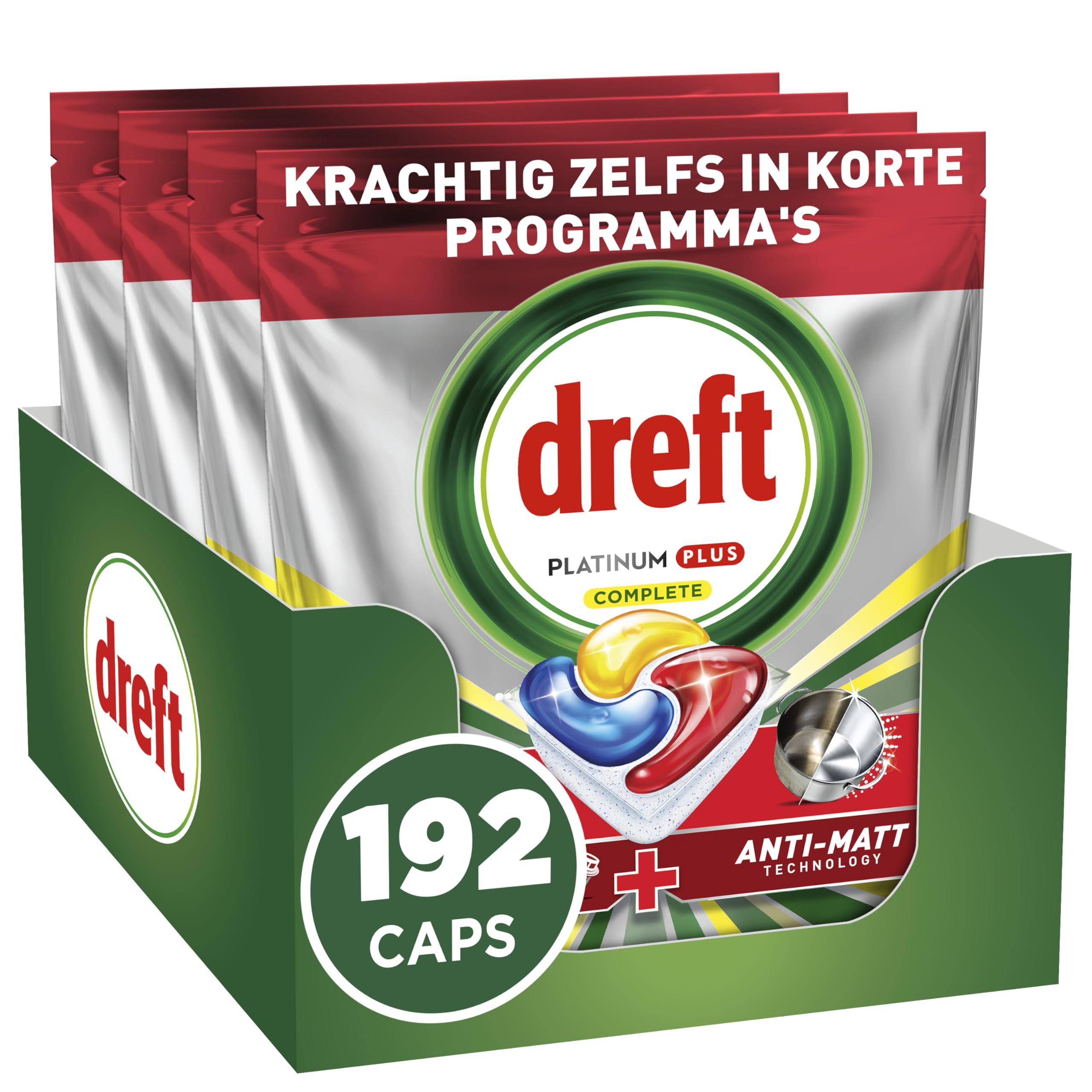Fairy Platinum Plus All in One Geschirrspüler Tabs Zitrone 192 Tabletten Unsere beste Reinigung für eine saubere wie neu, entfernt Mattheit & beugt Kalk vor | Anti-Matt-Technologie gegen Fett und hartnäckige Verkrustungen bei kurzen Zyklen