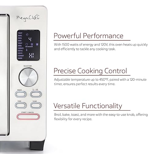 Miniatura 5 de MegaChef Horno tostador digital de convección multifunción de 30 cuartos de galón con juego de asador y tostadas, bagel, pizza, hornear, asar, asar,