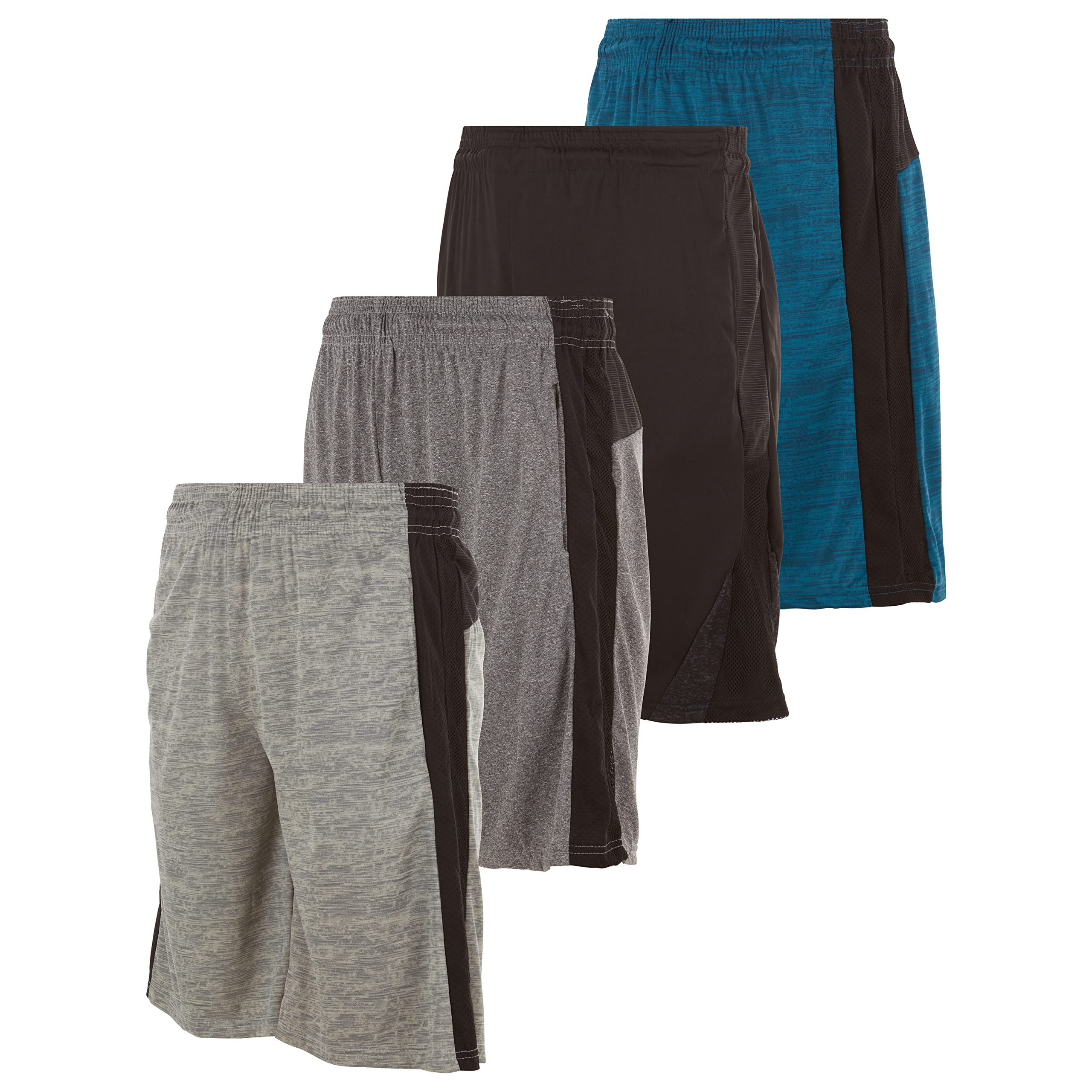 X Game Time- 4 Pack Basketball Shorts Men, Active Quick Dry Workout Men Shorts with Pockets and Elastic Waistband