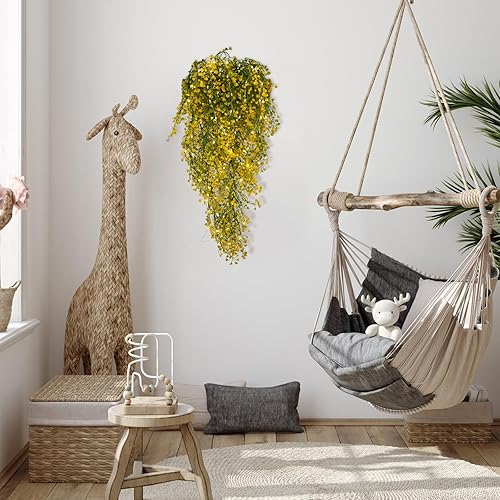 Miniatura 4 de NAHUAA 6 piezas de 31.5 pulgadas de vid colgante artificial al aire libre, vallas de ratán, lujosas guirnaldas colgantes de pared, porche, patio,