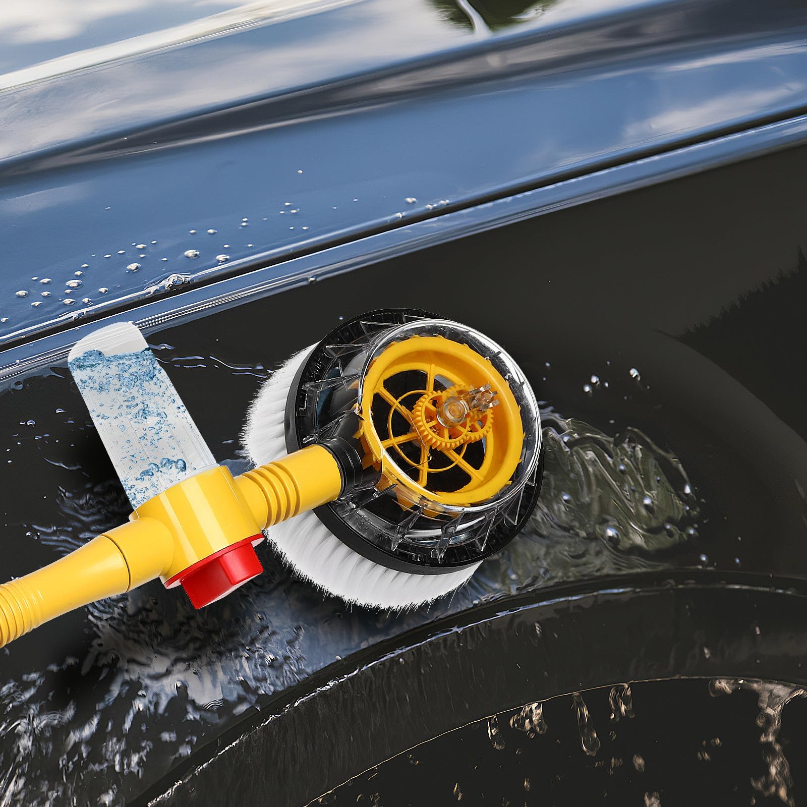 Automatische Rotierende Autowaschbürste mit Chenille und Pp Material Fahrzeugreinigungsmopp mit Sprühfunktion für Gründliche Autopflege und Trockene Hände