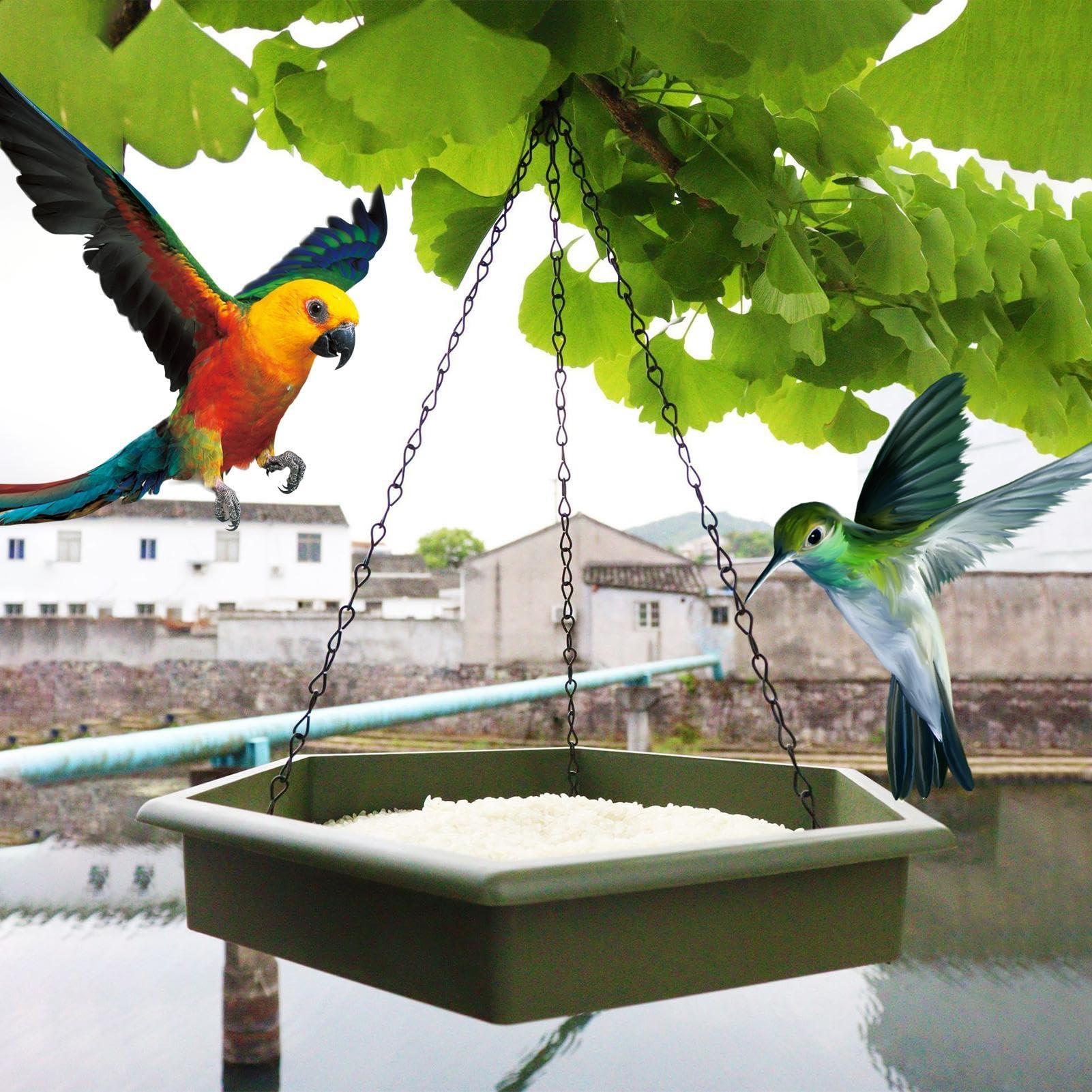 para pájaros con Forma de Colgar, comederos para | pájaros para Exteriores, 2 Piezas, Cuenco de baño para pájaros | Bebedero Exterior para pájaros