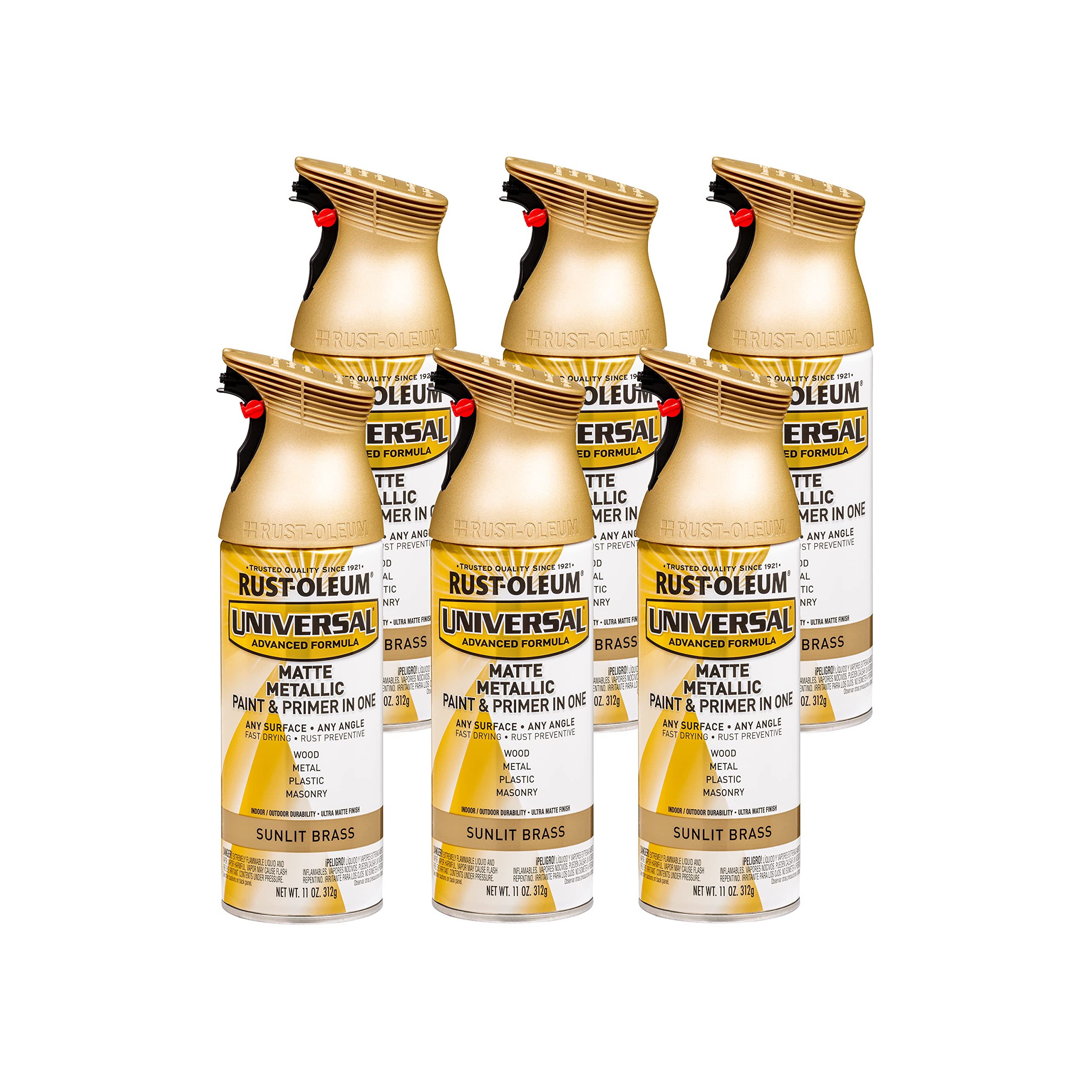 Rust-Oleum Universal All Surface Metallic Spray Paint, Matte Sunlit Brass