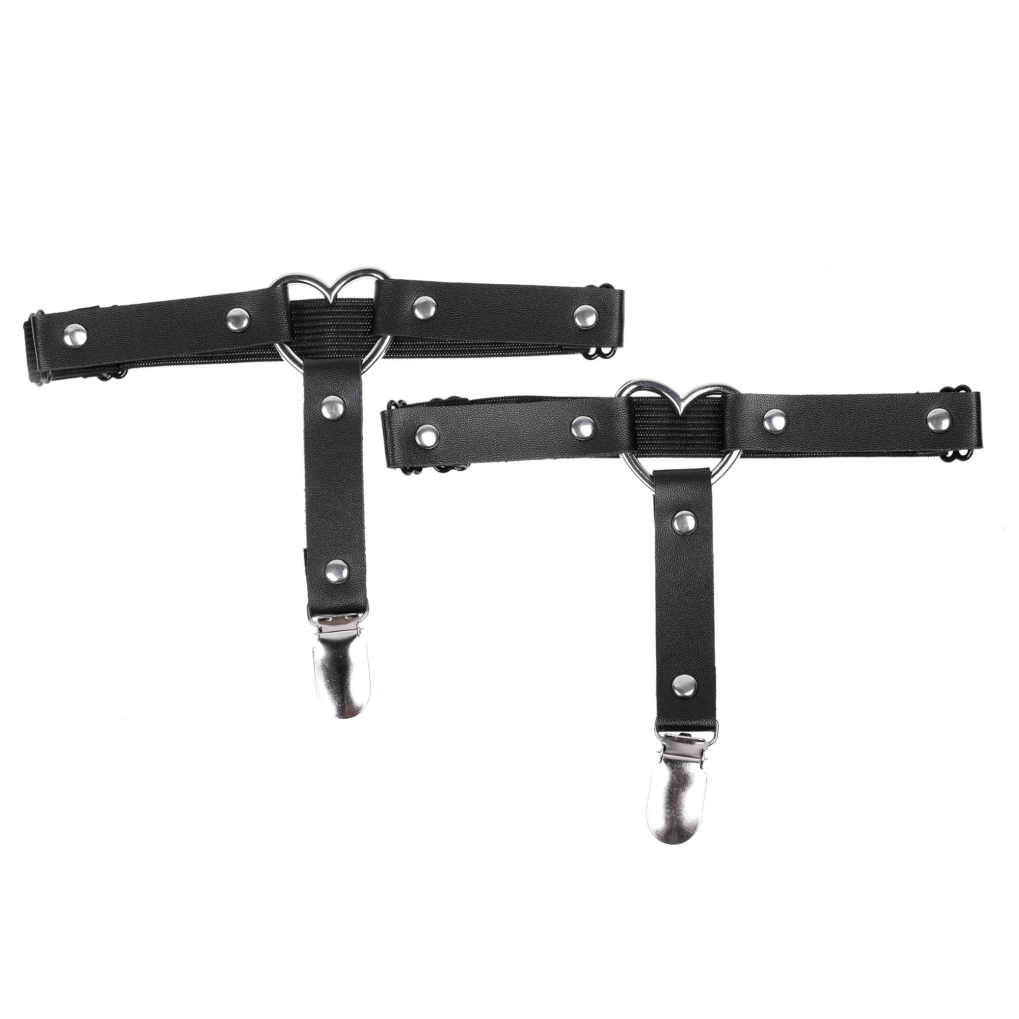 Sexy Heart Leg Garter Belt Anti-Slip Clips Elastic Punk Harness