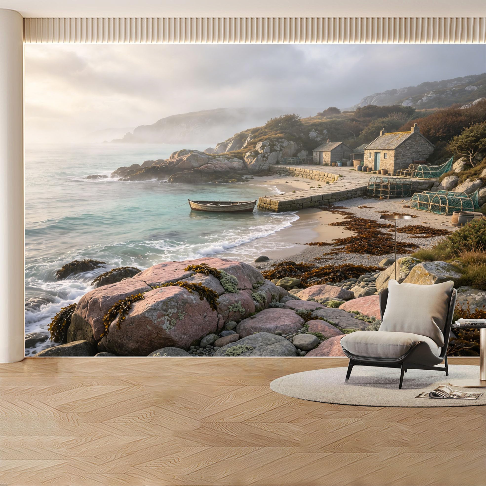 Custom Wall Mural Wallpaper Coastal Beach Ocean Landscape， 3D Effect Wall Decor Large Wall Art， Misty Tropical Sunset Removable SelfAdhesive Large Photo for Living Room， Bedroom， Office