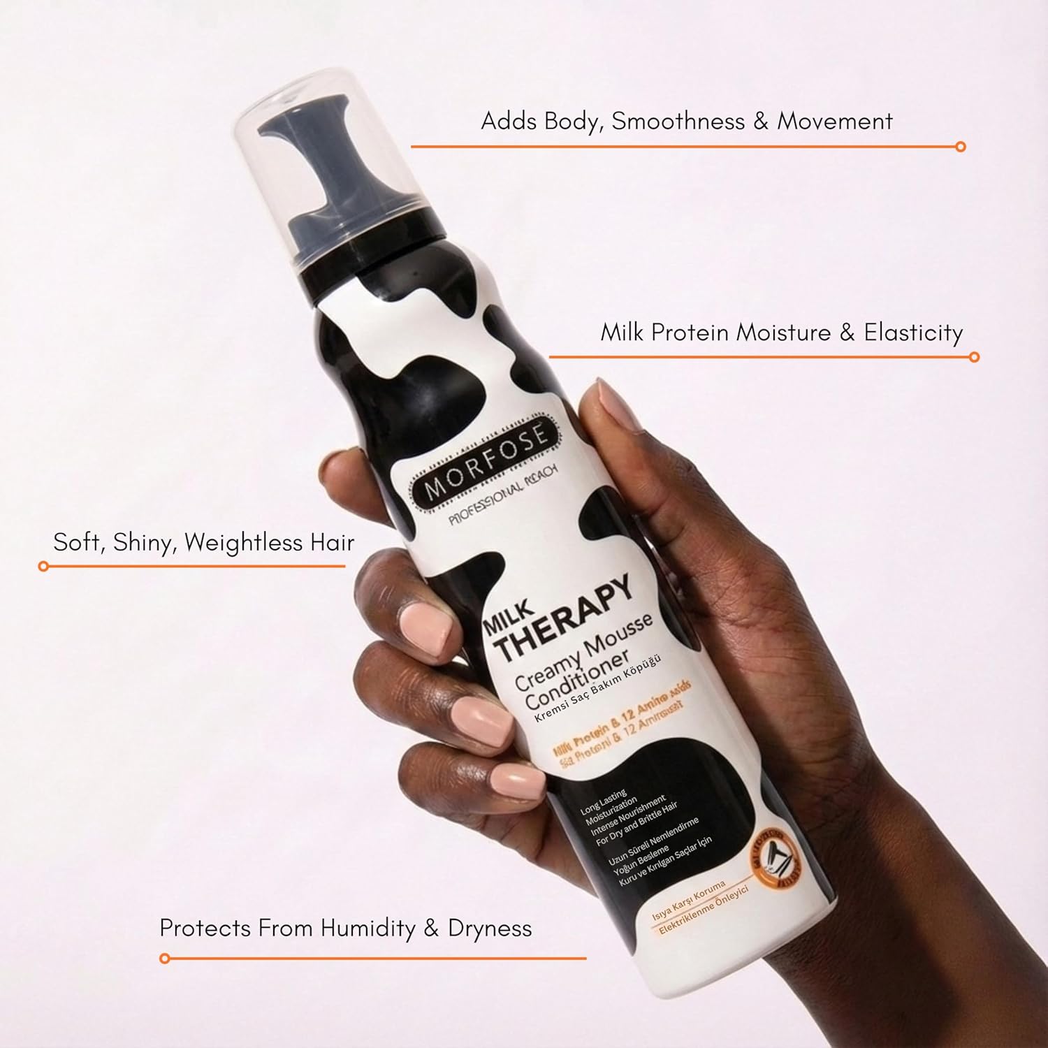 Morfose Milk Therapy Mousse Conditioner Spray, Moisturizing Treatment for Dry, Damaged, Brittle Hair, Restore Softness and Shine (6.76 Fl Oz (Pack of 1), Milk Therapy)