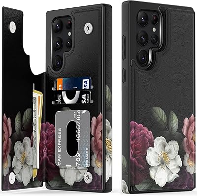 LETO Galaxy S23 Ultra Case,Flip Folio Leather Wallet Case Cover with Fashion Designs for Girls Women,Card Slots Kickstand Protective Phone Case for Samsung Galaxy S23 Ultra 6.8