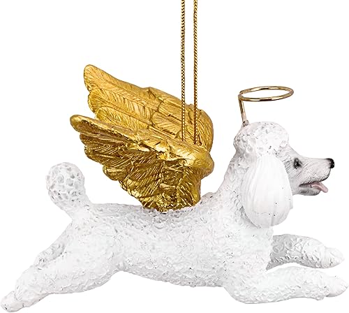 Miniatura 60 de Design Toscano Pitbull Dog Angel - Adorno navideño para árbol de Navidad, 4 pulgadas, resina de piedra fundida, acabado marrón y dorado Marrón