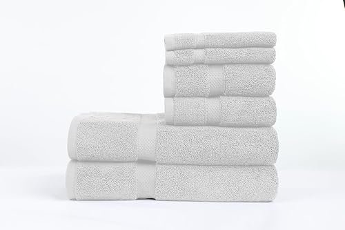 Miniatura 6 de ZAPPLE Finest - Juego de toallas de 6 piezas de 700 GSM, toallas ultrasuaves de alta calidad, color blanco, 100% algodón puro, 2 toallas de baño, 2