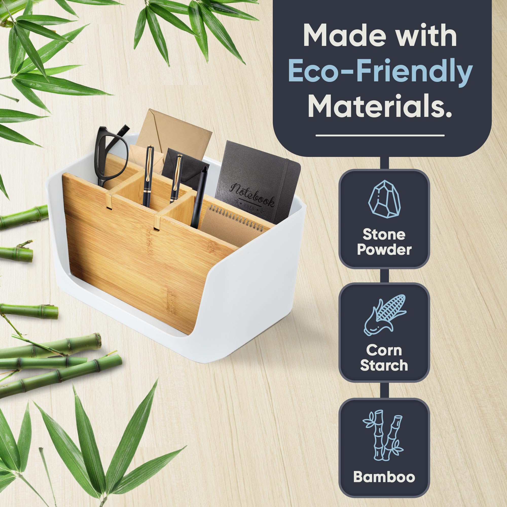 LIVONDO ECO desk organiser, table, office, cosmetic organiser, mobile phone & tablet holder, pen holder, desk, letter tray - Image 4