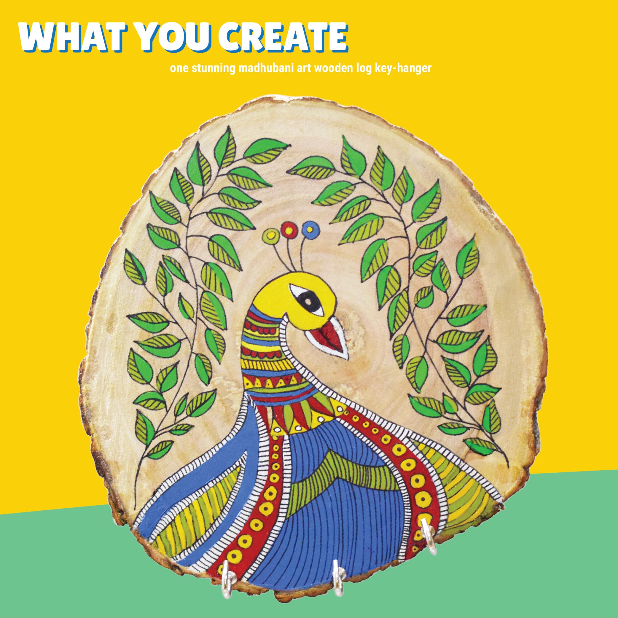 Kalakaram DIY Madhubani Key Hanger Painting Kit | Indian Ethnic Art Form | Educational & Creative DIY Kit For Kids,Multicolor - Image 3 thumbnail