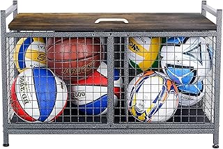 Mythinglogic Heavy-Duty Storage Bench for Garage,Sports Equipment Storage Organizer for Garage/Basement/Entryway,Ball Storage Bin