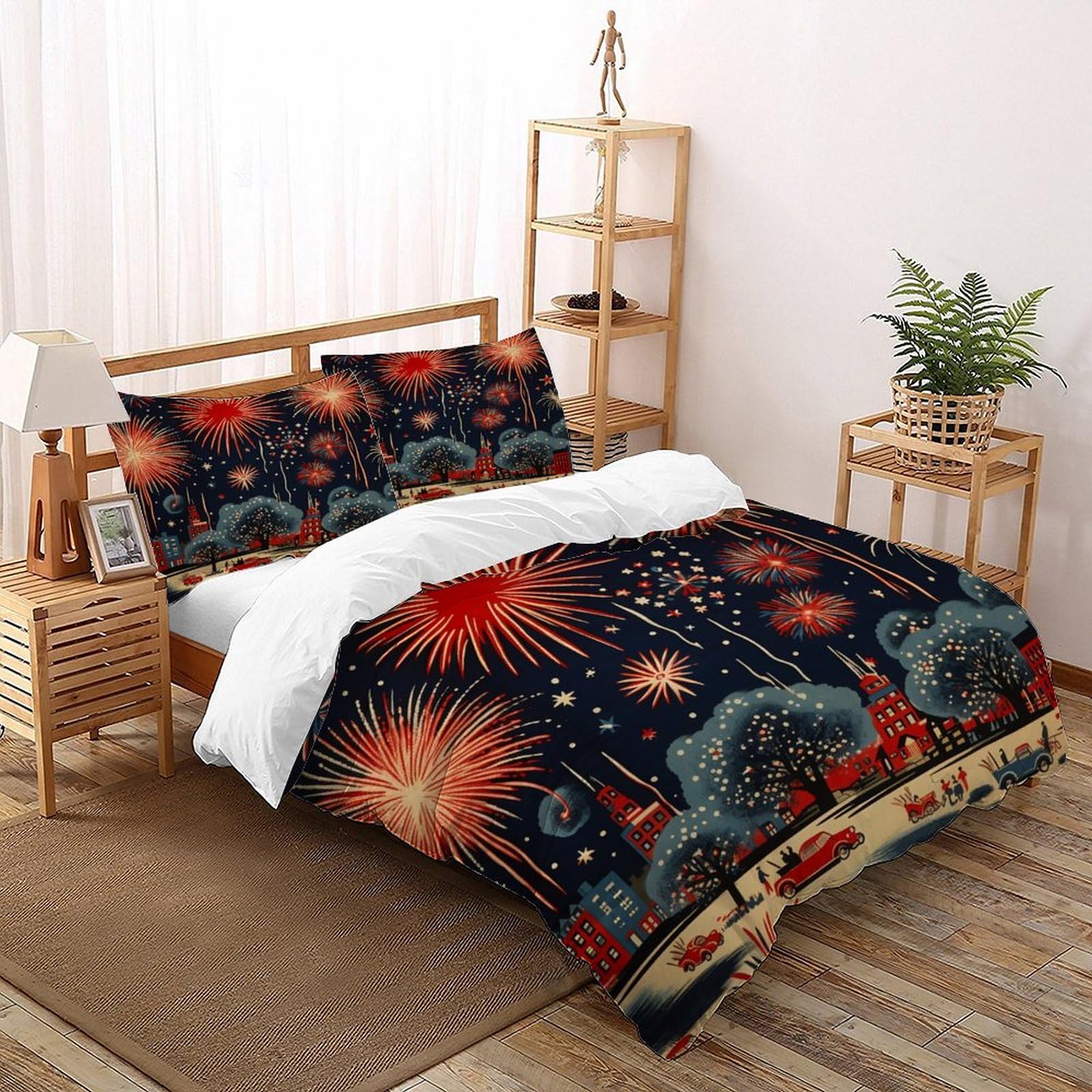 Housse de couette 3D rouge en microfibre respirante 260x220cm