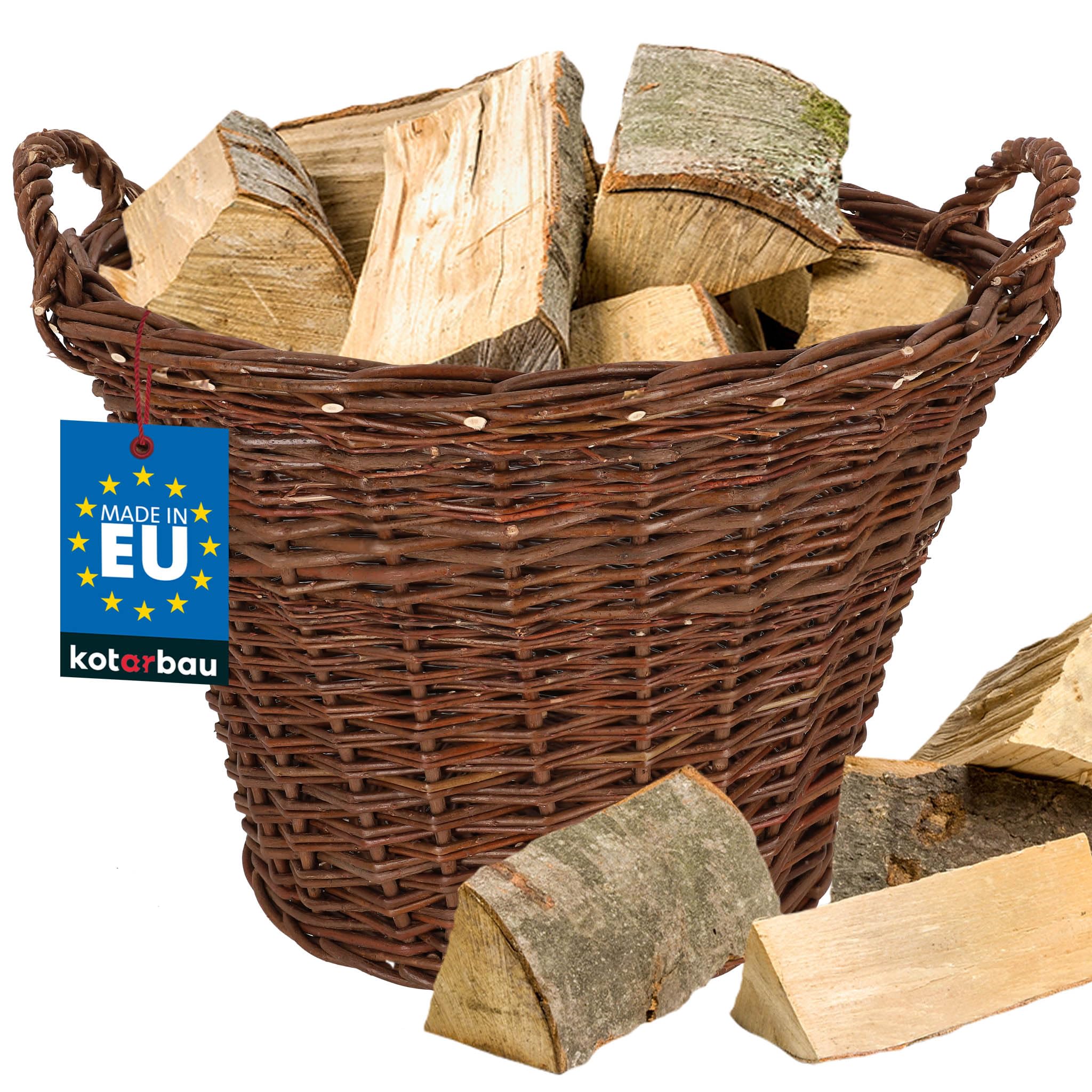 KOTARBAU® Panier en osier avec anses universel pour le rangement et les fleurs Ø 60 cm