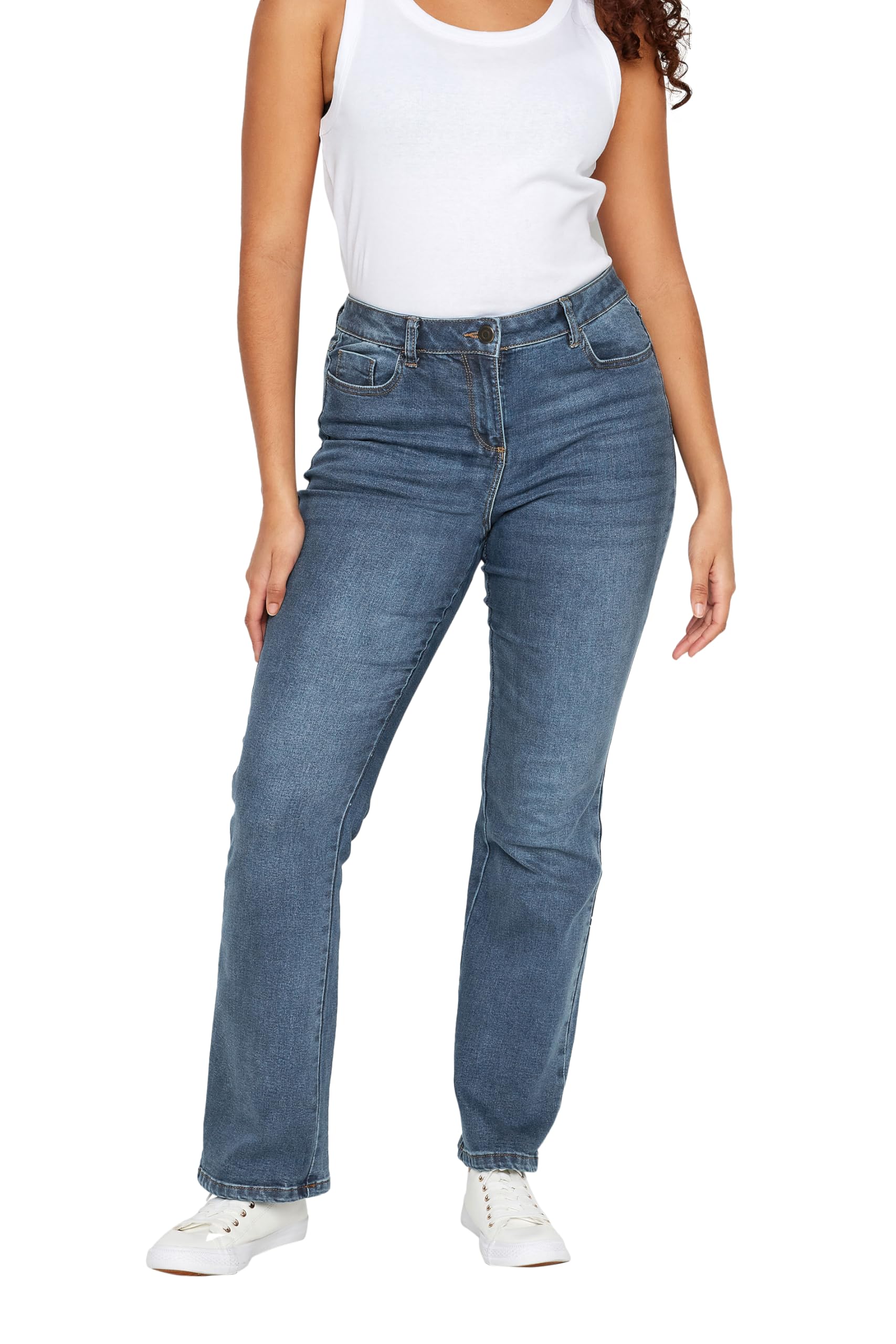 M&Co Women's Blue Mid Wash Bootcut Jeans Size 18 Short