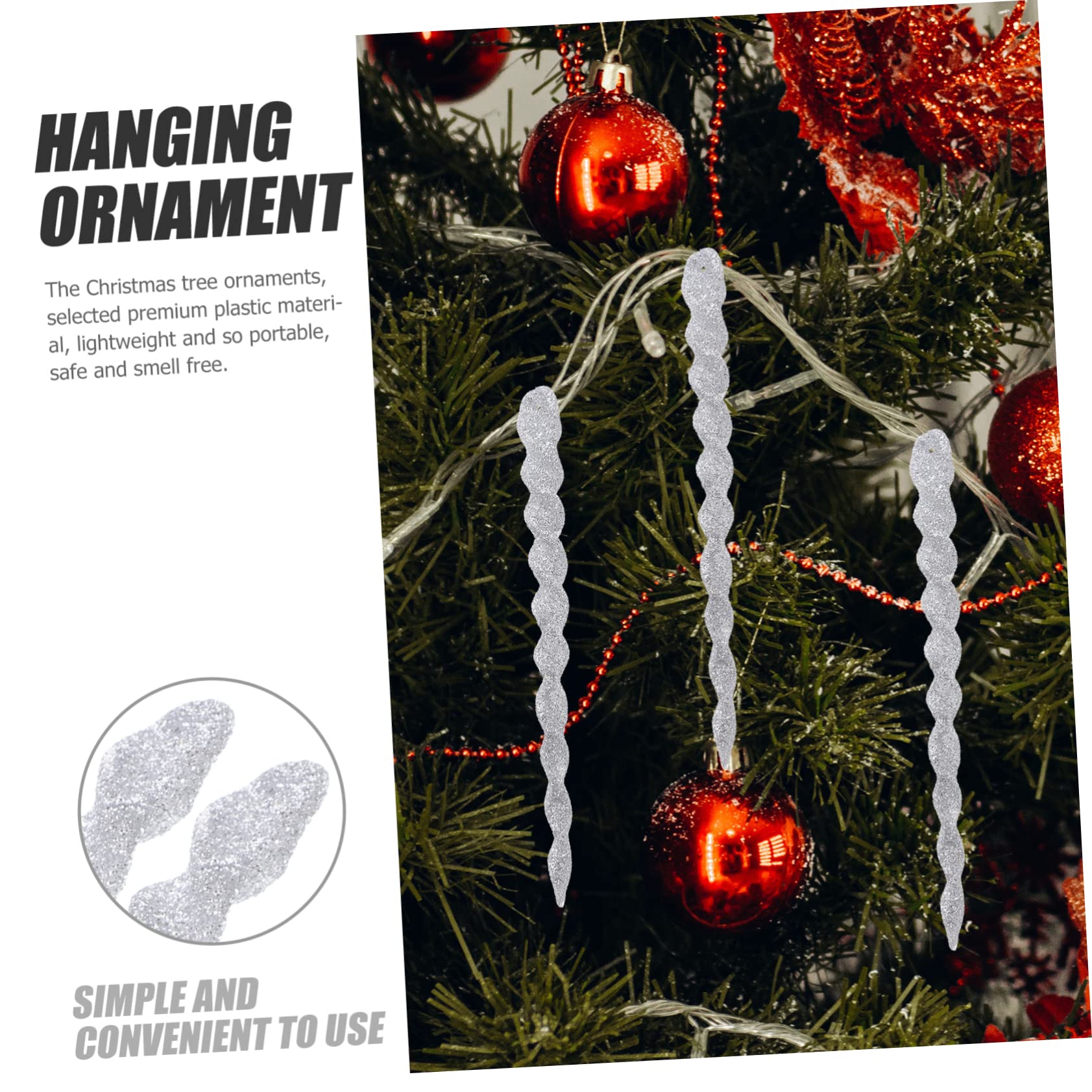 IMIKEYA 240 STK Zwiebel-Pulver- -Schnee-Nadel Eiszapfen-Ornamente Weihnachtsbaumschmuck Zum Aufhängen Christbaumschmuck Weihnachts-eiszapfen Fallen Ornament Hochzeitsdekorationen Plastik