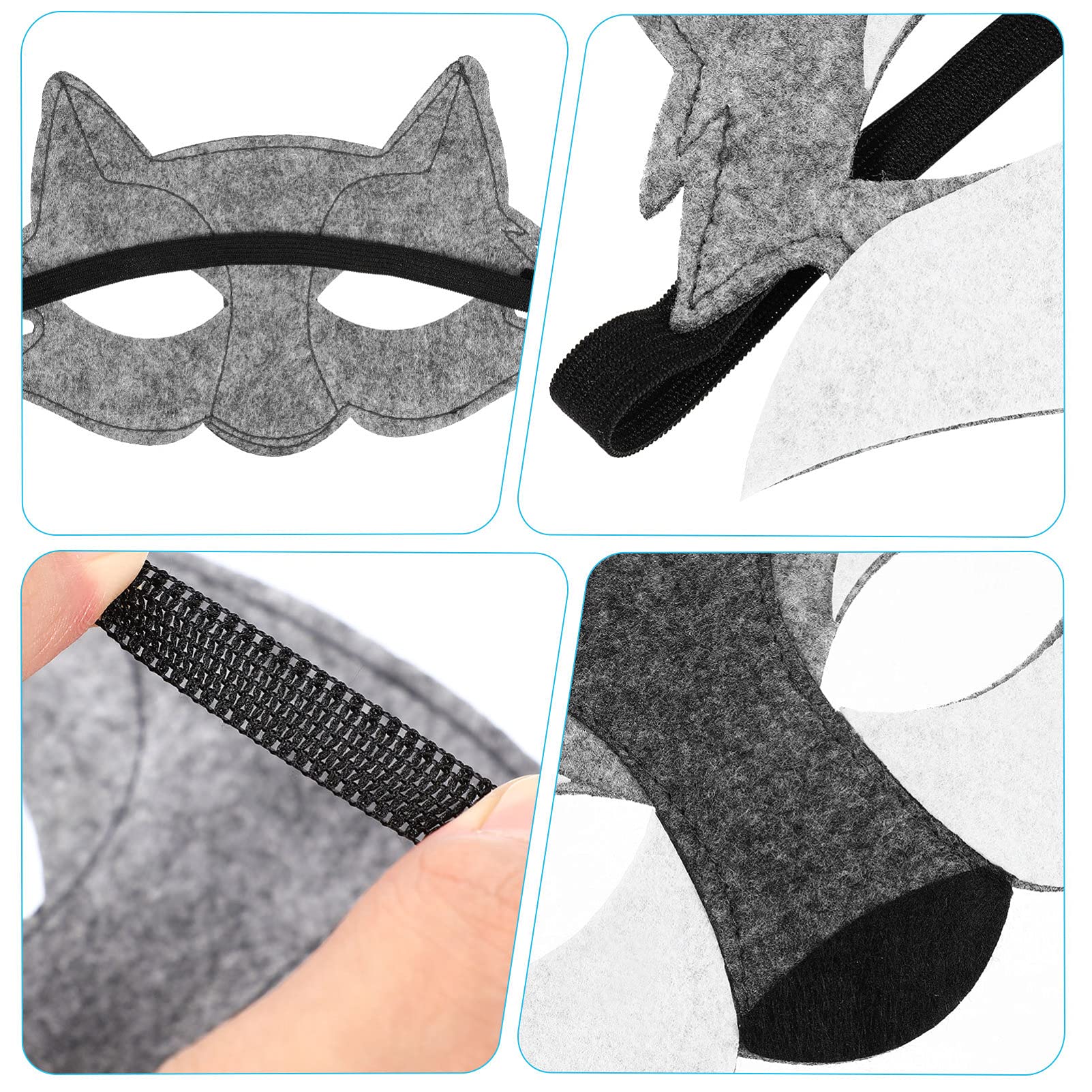 NUOBESTY 3PCS Feutre Loup Masques Animaux Moitié Du Visage Costume Enfants