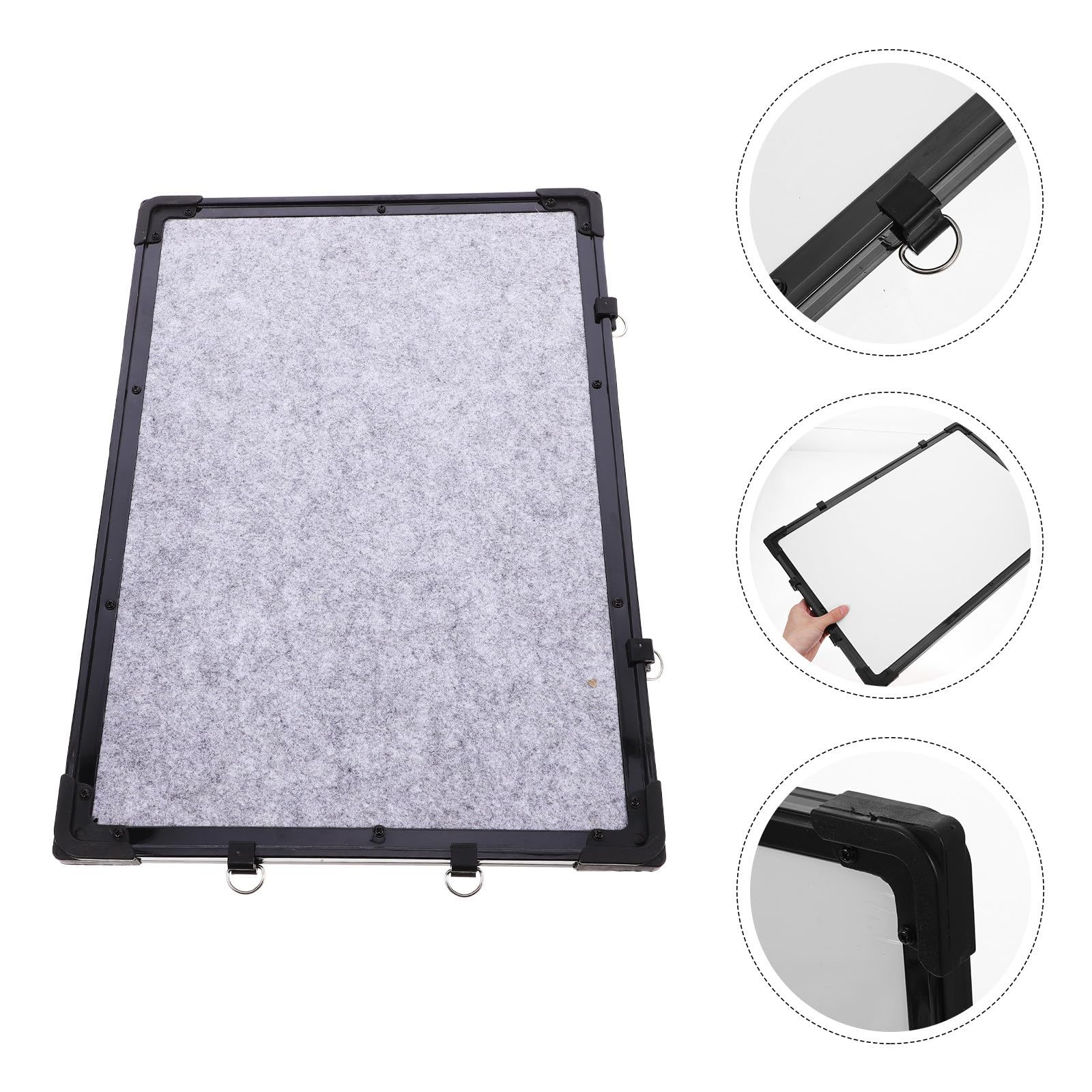 NUOBESTY Doppelseitige Weiße Memotafel aus Filz und Galvanisiertem Metall Abwischbar und Vielseitig Nutzbar als Schreibtafel und Pinnwand für Büro und Zuhause