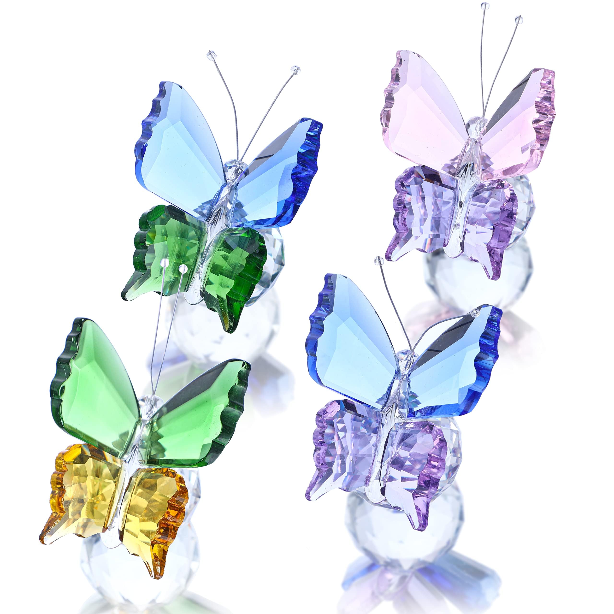 Amazon.com: Pack 4 Crystal Butterfly Figurines with Base Glass