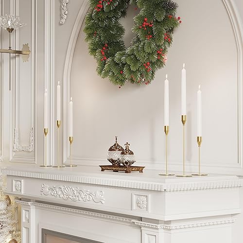 Miniatura 32 de Portavelas cónicos dorados, juego de 3 portavelas de metal para decoración de candelabros, ideal para centro de mesa de manto, bodas, comedor, Oro