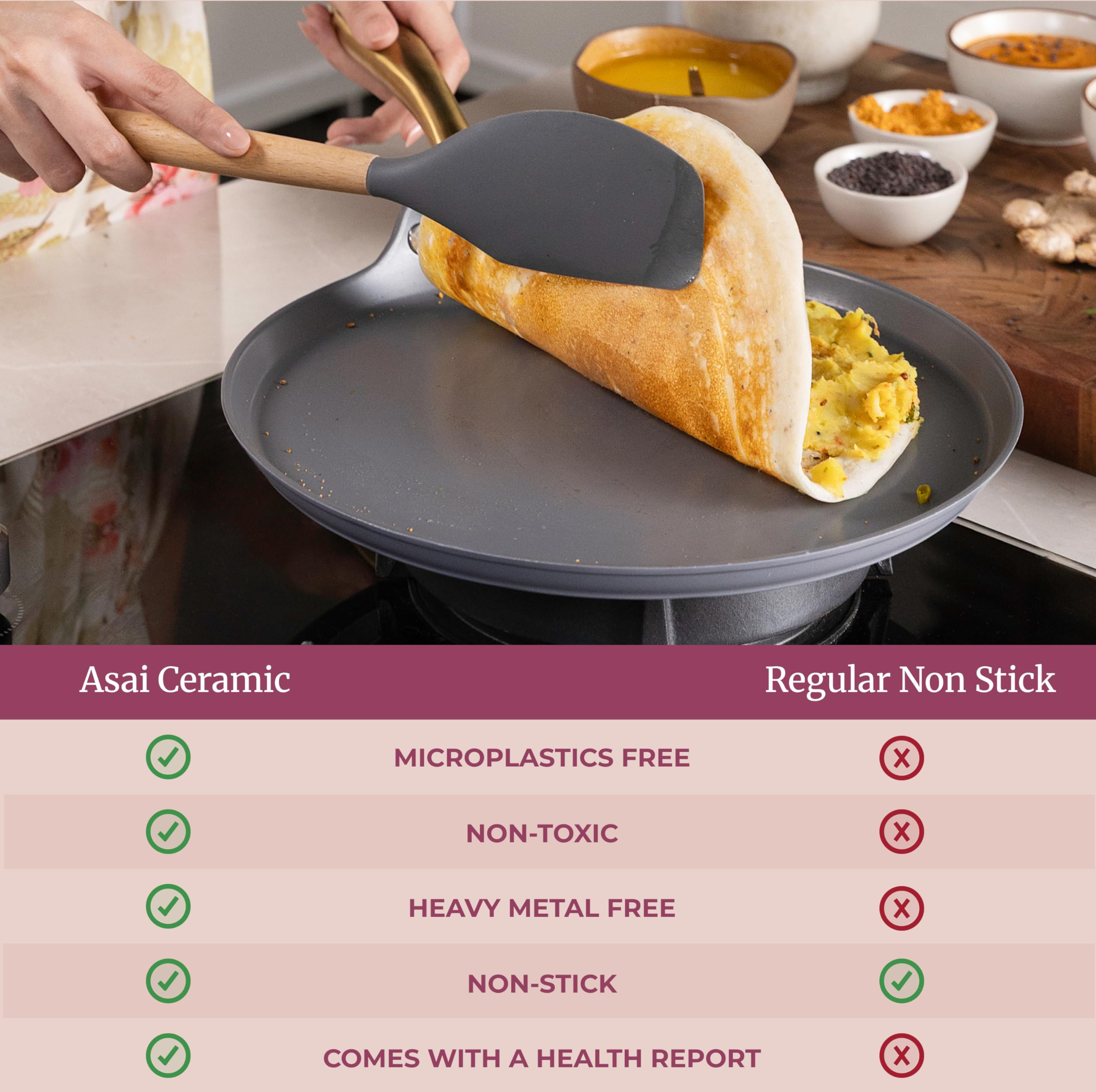 Asai Ceramic Dosa Tawa - Non Stick & Lightweight -9