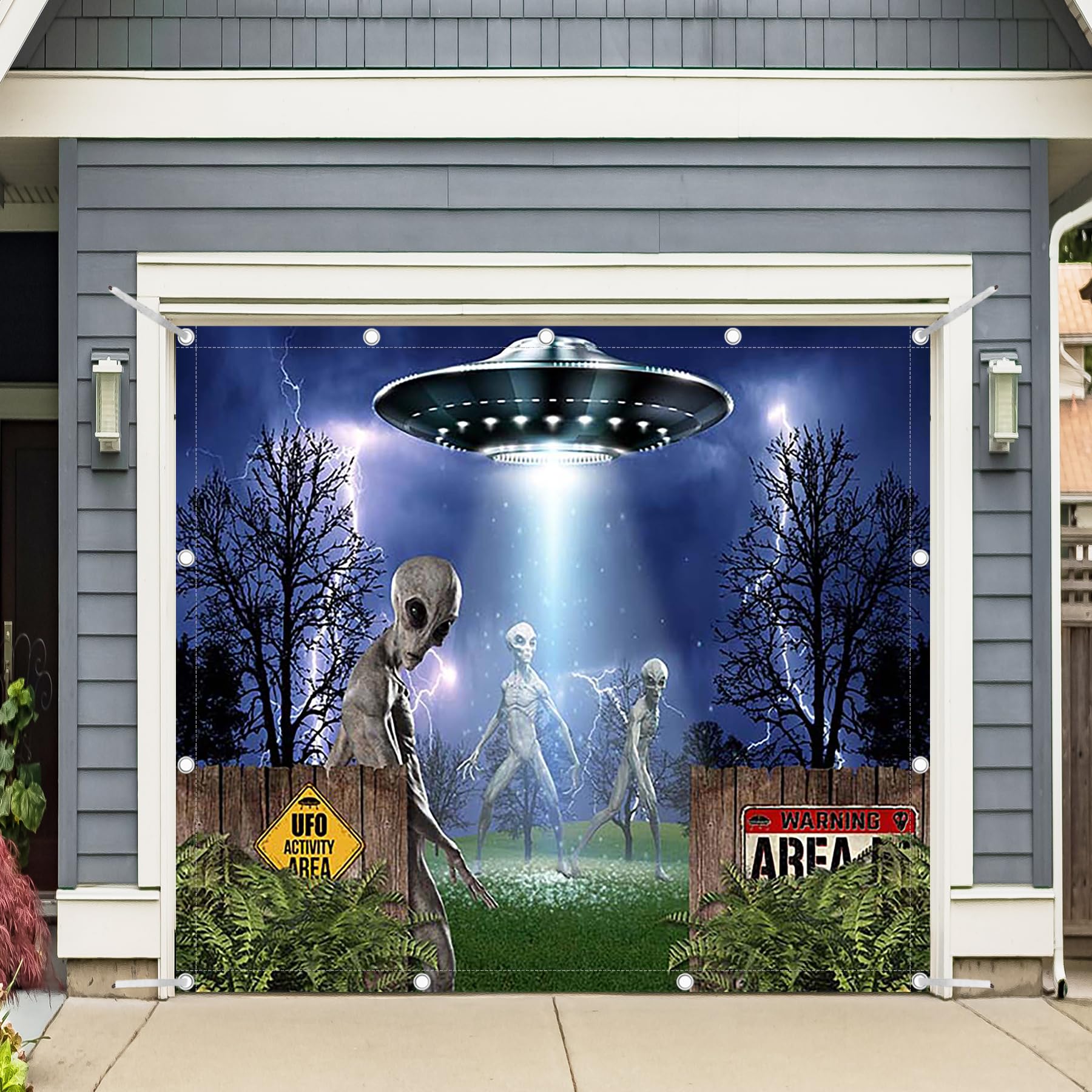 Amazon.com: ZTHMOE 1PC 8x7ft Halloween UFO Alien Garage Door