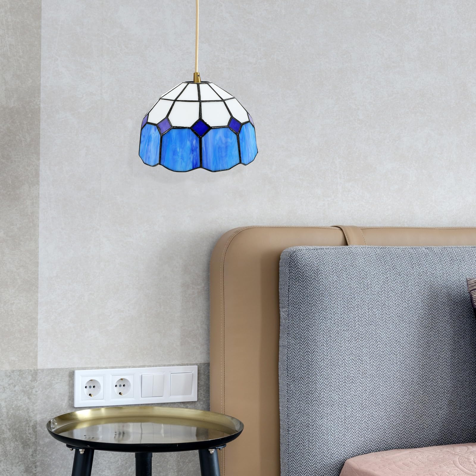 Abat-jour en Verre Bleu pour Chandelier et Lampe sur Pied