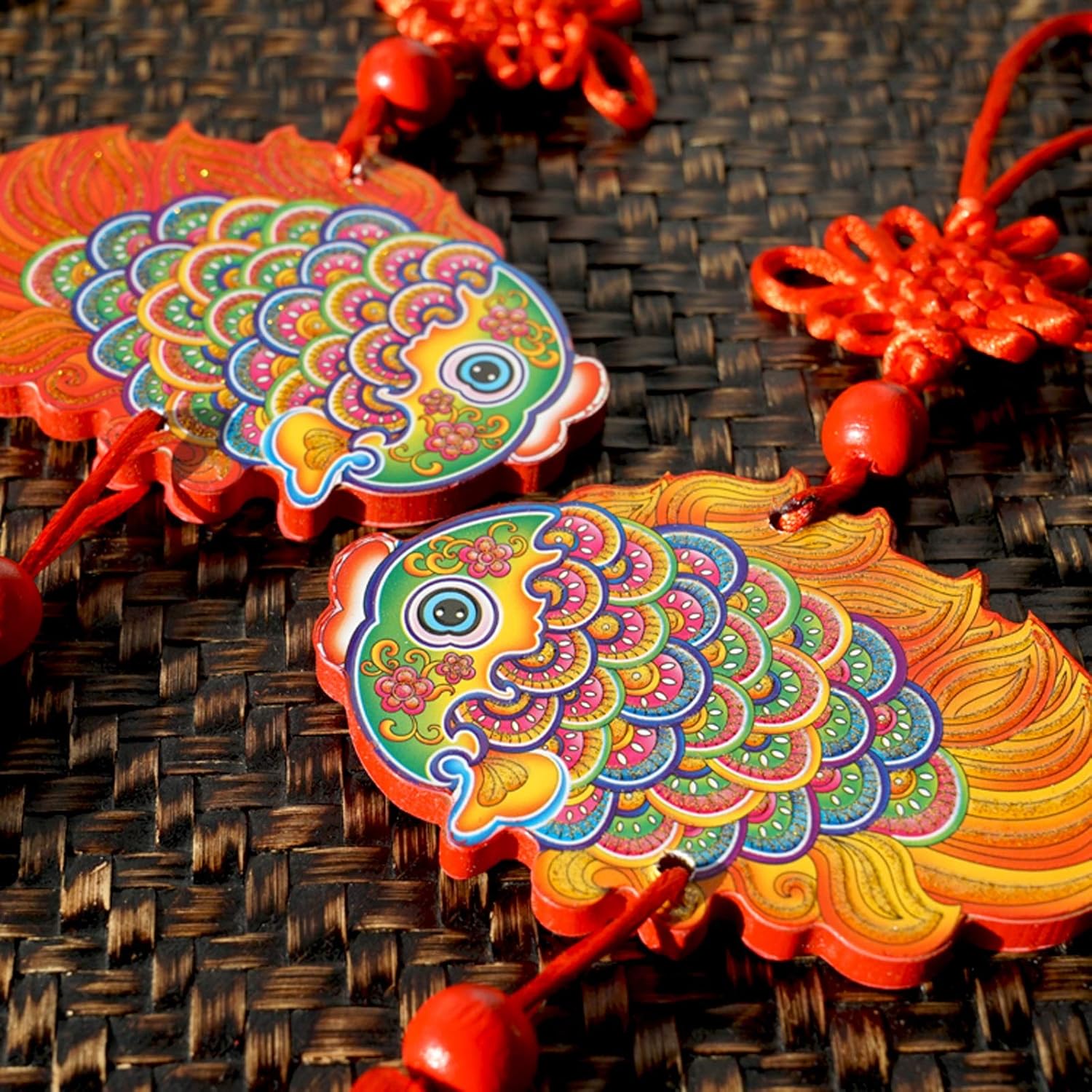 New Year's Creative red fu Fish Shape car Chinese Knot Pendant Home Decor Tassels