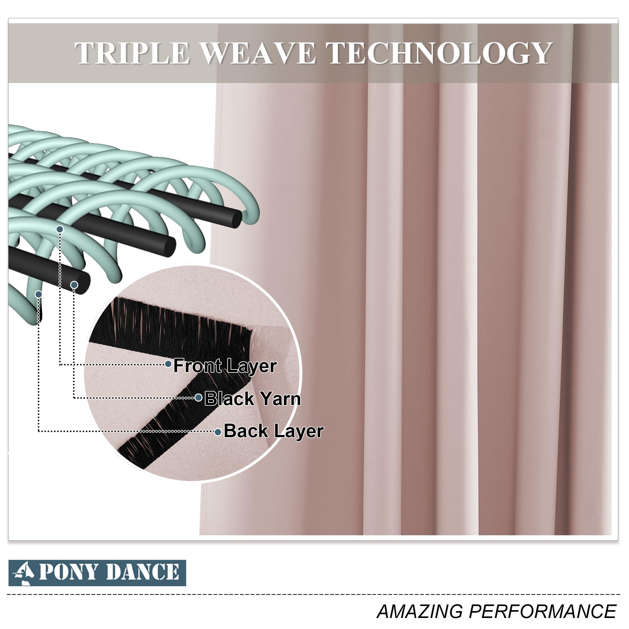 PONY DANCE Tenda Moderne per Soggiorno Tende Oscuranti per Interni 2 Pezzi L 140 x A 245 cm Decorazione Curtains Termiche Isolanti con Anelli per Salotto Eleganti, Rosa