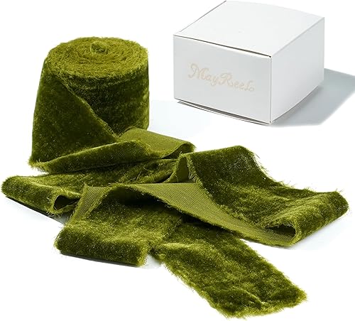 Miniatura 10 de MAYREEL Cinta de terciopelo negro de 2 pulgadas, cinta desgarrada a mano, borde deshilachado de seda para ramos de novia, invitaciones, libros de