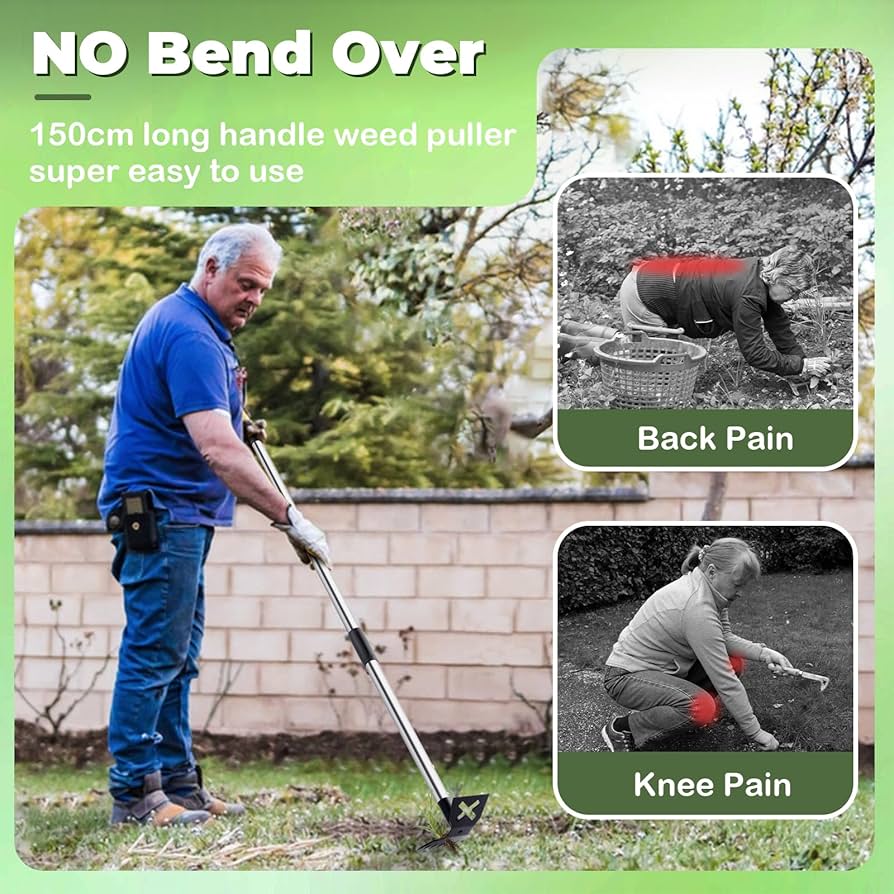 Weed Puller Tool With Long Handle Luxcidy Weed Removal Tool, Garden Weeding Tools Manganese Steel Hand Weeder Tool With Handle, 5 Garden Claw