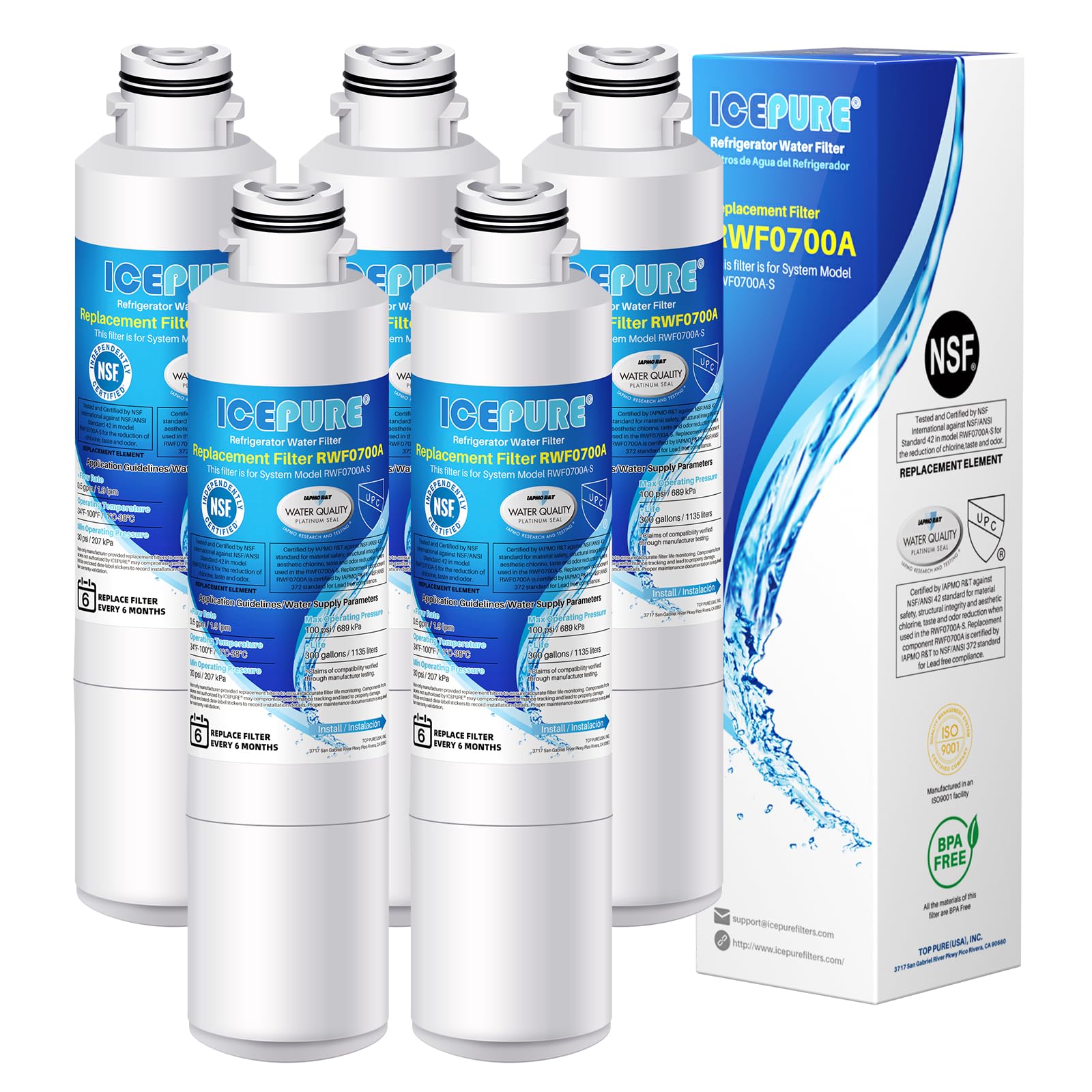 View 1 of ICEPURE DA29-00020B Refrigerator Water Filter - 5 Pack