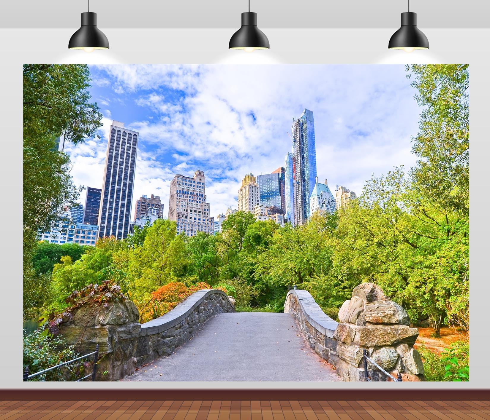 CORFOTO 7x5ft New York City Backdrop Central Park Autumn Landscape Photography Background Urban Central Park Background Skyscrapers Modern City View