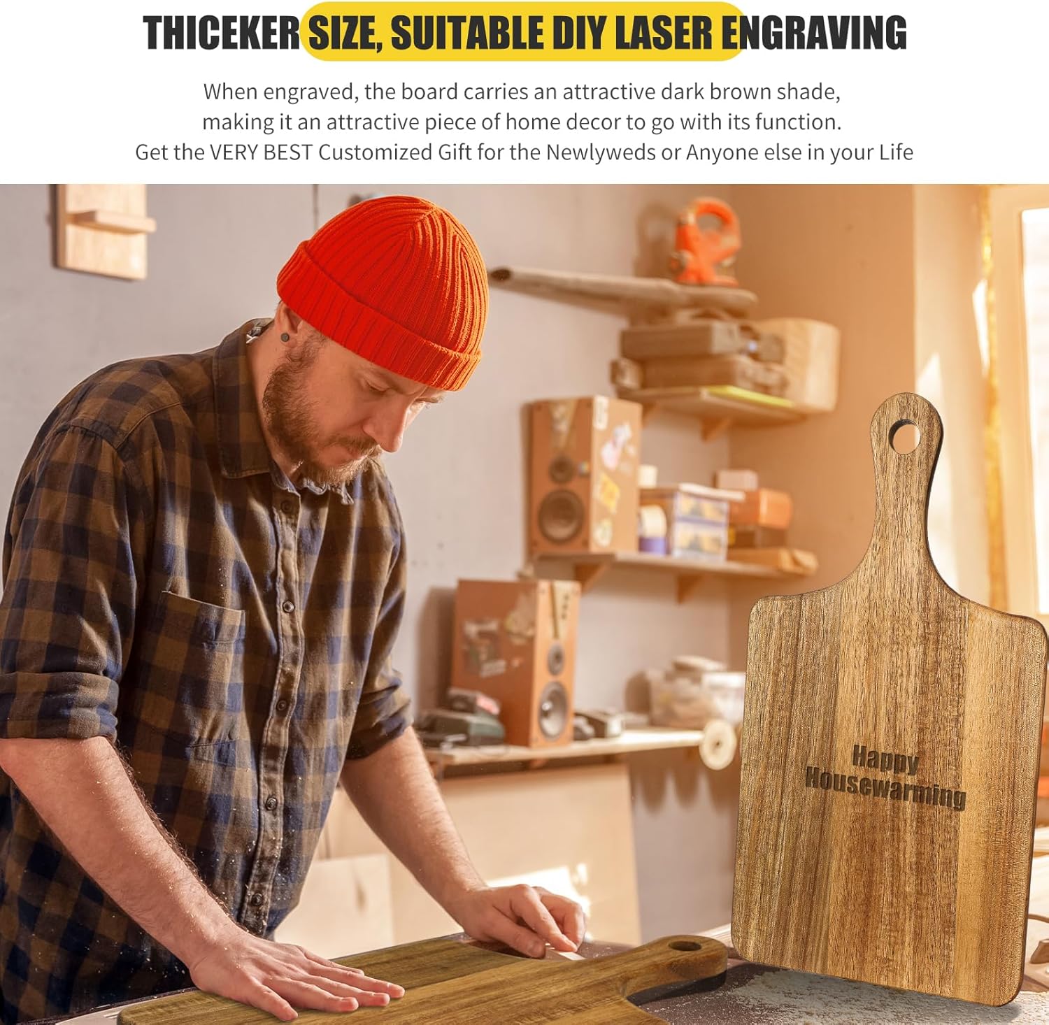 Lounsweer 6 Pcs Thicken Cutting Board Bulk Wood Board for Chopping Serving Charcuterie Material for Laser Engraving Mother' Day Wedding Housewarming Gift