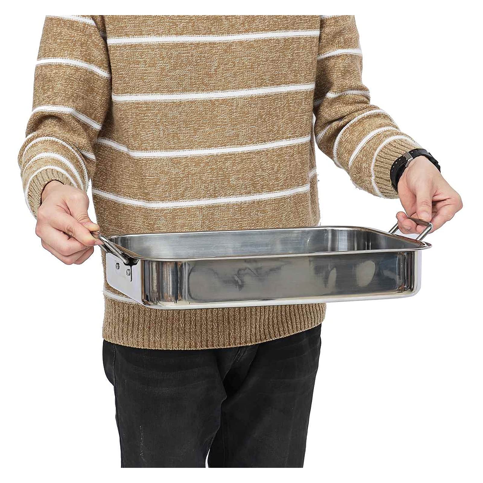 ACiyD Bandeja para Hornear de 42X32X7cm con Juego extraíble, Hoja para Hornear de Acero Inoxidable, no tóxica, Utilizada para Horno, lavavajillas, Rejilla para Enfriar sartenes
