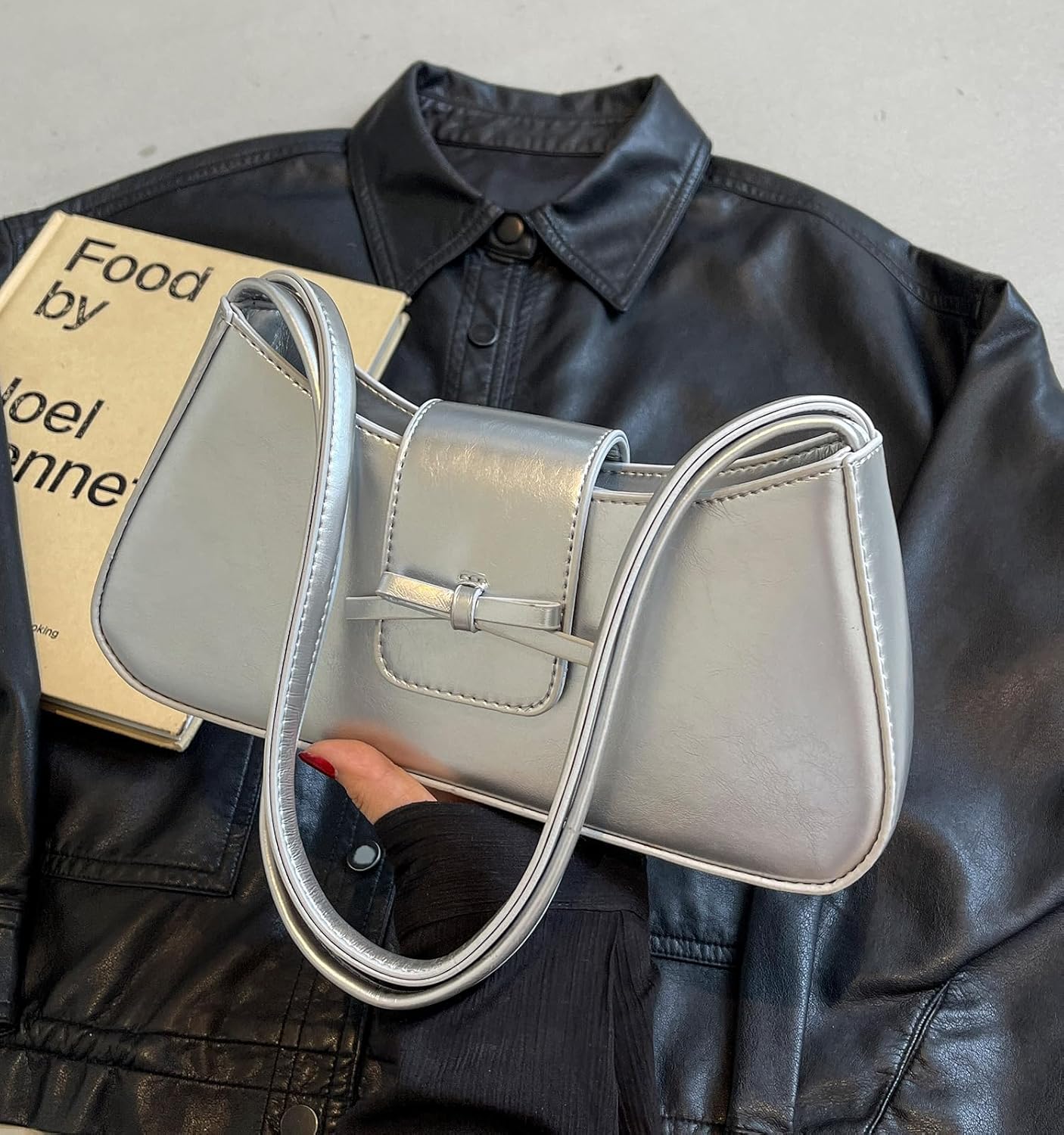 Shoulder Bag for Women, Hobo Handbags Trendy Y2K Purses Patent Leather Clutch Bag Cute Bow Purse - Image 7