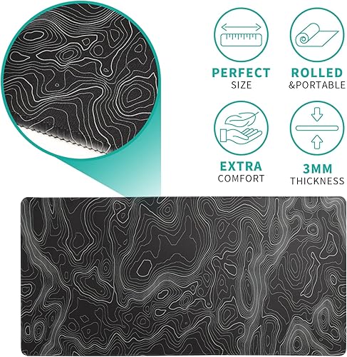 Vista 4 de Topographic Contour Extended Big Mouse Pad Large,Gaming Mouse Pad Desk Pad,27.6x11.8 Inch Long Computer Keyboard Mouse Mat Mousepad with 3mm