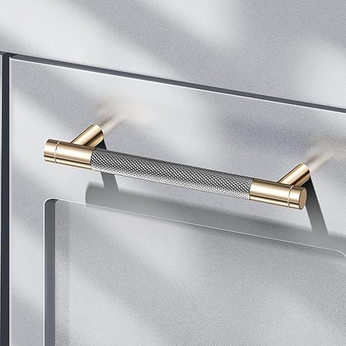 Miniatura 4 de Gutuwellea Paquete de 20 manijas moleteadas de gabinete de 5 pulgadas de 5.039 in, tiradores de aluminio, tiradores de cajones moleteados, acabado