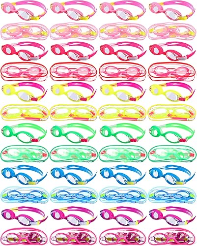 Hoteam Gafas de natación para niños de 4 a 9 años, gafas de natación de visión amplia, antivaho con estuches para niños y niñas