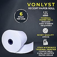 Vista 5 de Rollo de papel para recibos 3 1/8 x 230 para Square Register y sistema Square POS conectado a la impresora térmica Star Micronics