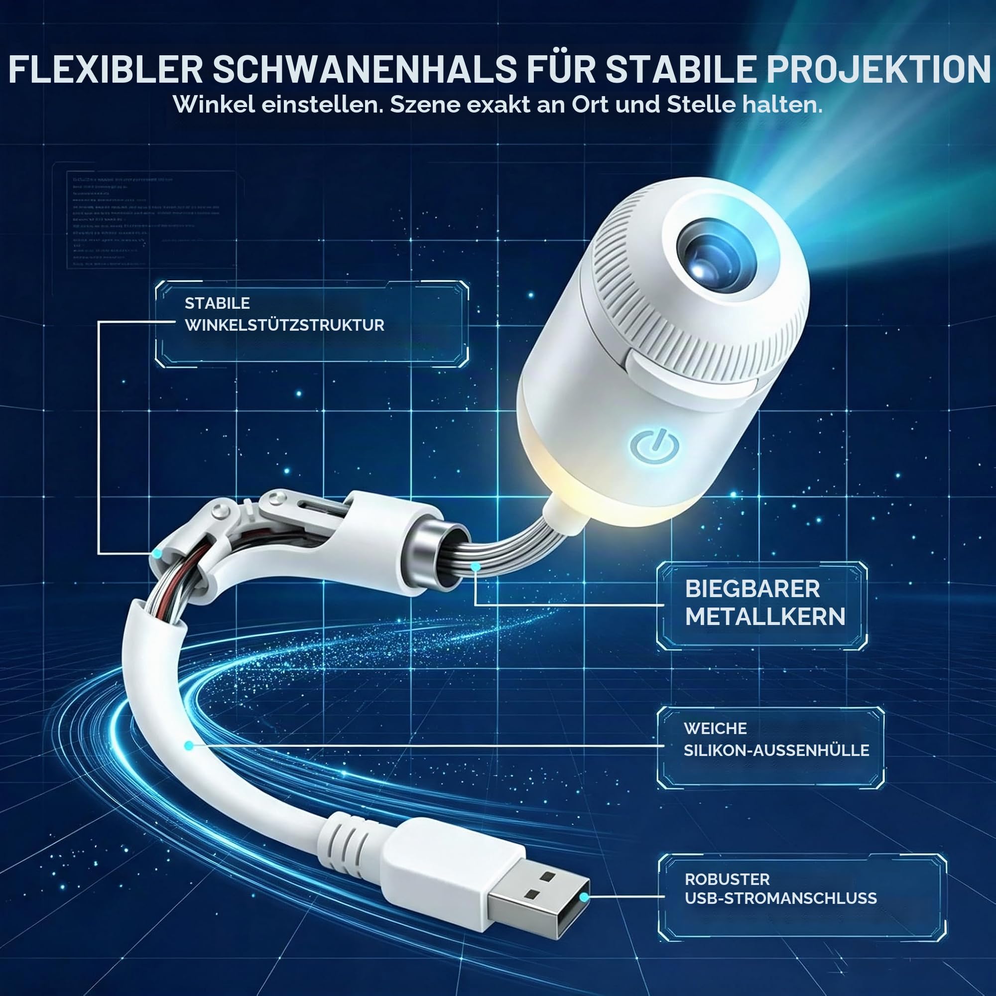 Comauo Sternenprojektor, Ozean- & Galaxie-Projektor mit 24 Projektionsfolien, USB-betrieben, dimmbar, Plug & Play HD Projektor