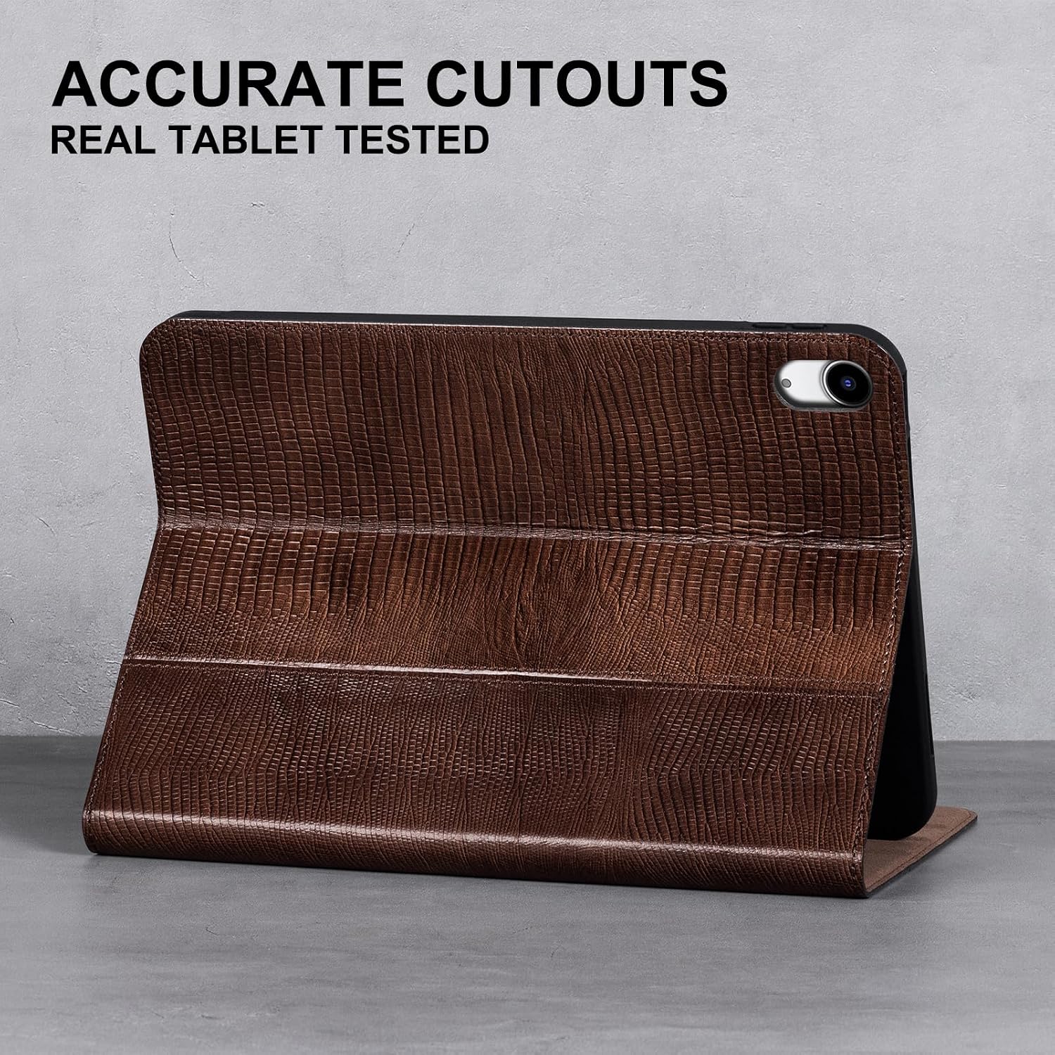 Leather Case for iPad (A16) 11th Gen. 2025 11 Inch, iPad 10th Gen.2022 10.9 Inch, Full Grain Leather, Smart Protective Cover with Auto Sleep/Wake, Anti Slip, Lizard Pattern Brown