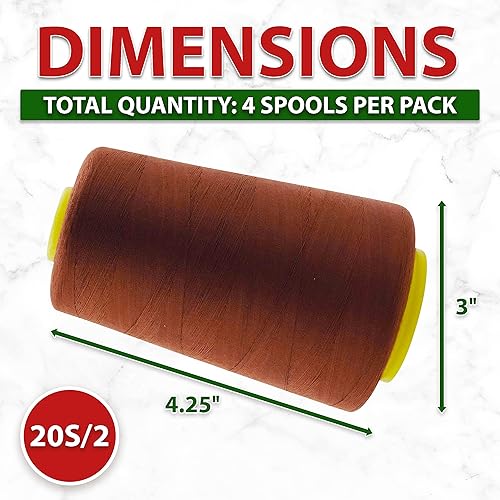 Vista 118 de Mandala Crafts - Hilo de coser multiusos de poliéster para máquina de coser de sarga, sobrehilado, acolchado Beige