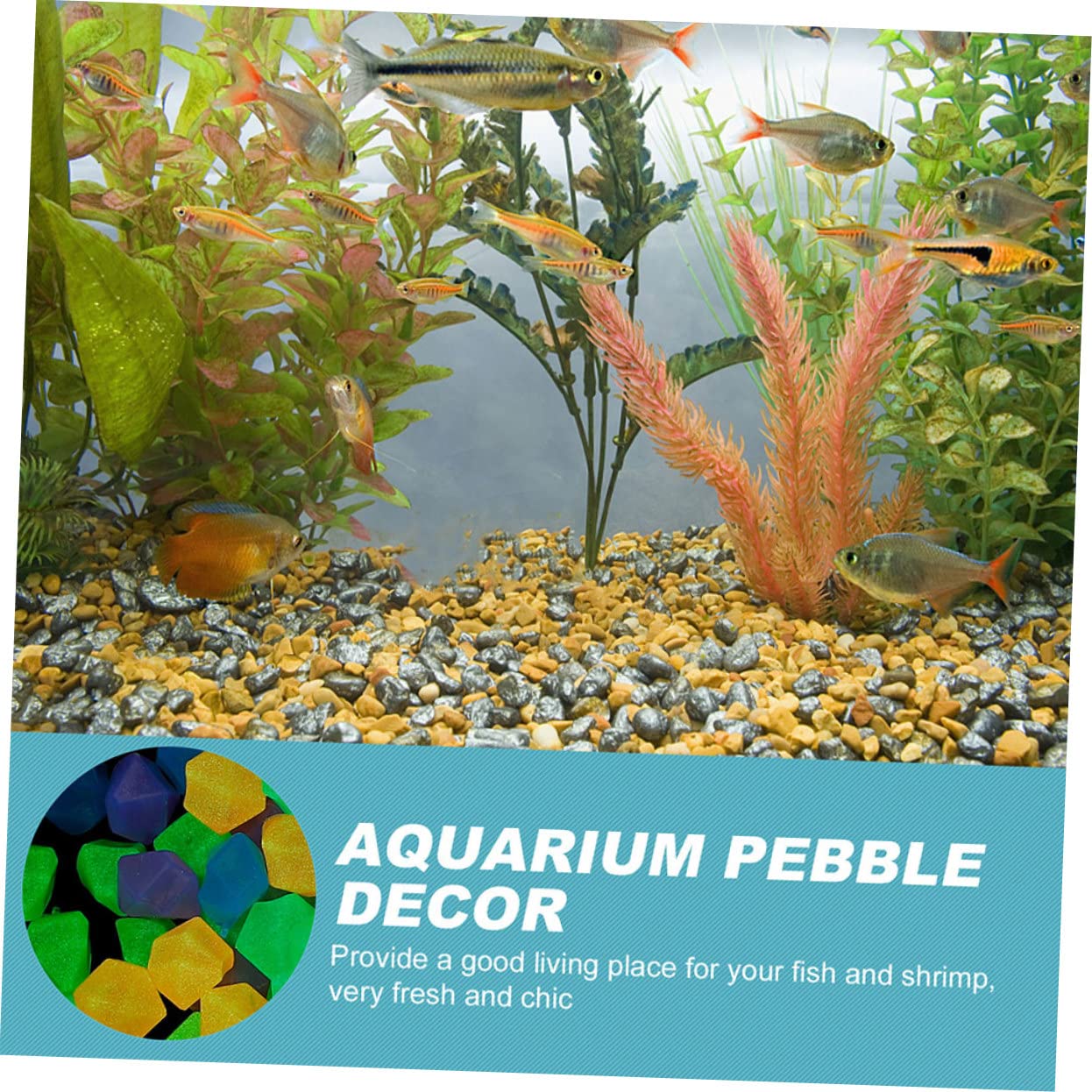 Gogogmee 100Pcs Luminous Stones for Aquariums Glowing Pebbles Decorative Landscape Safe Stone Decor for Fish Tank Decoration Pebbles