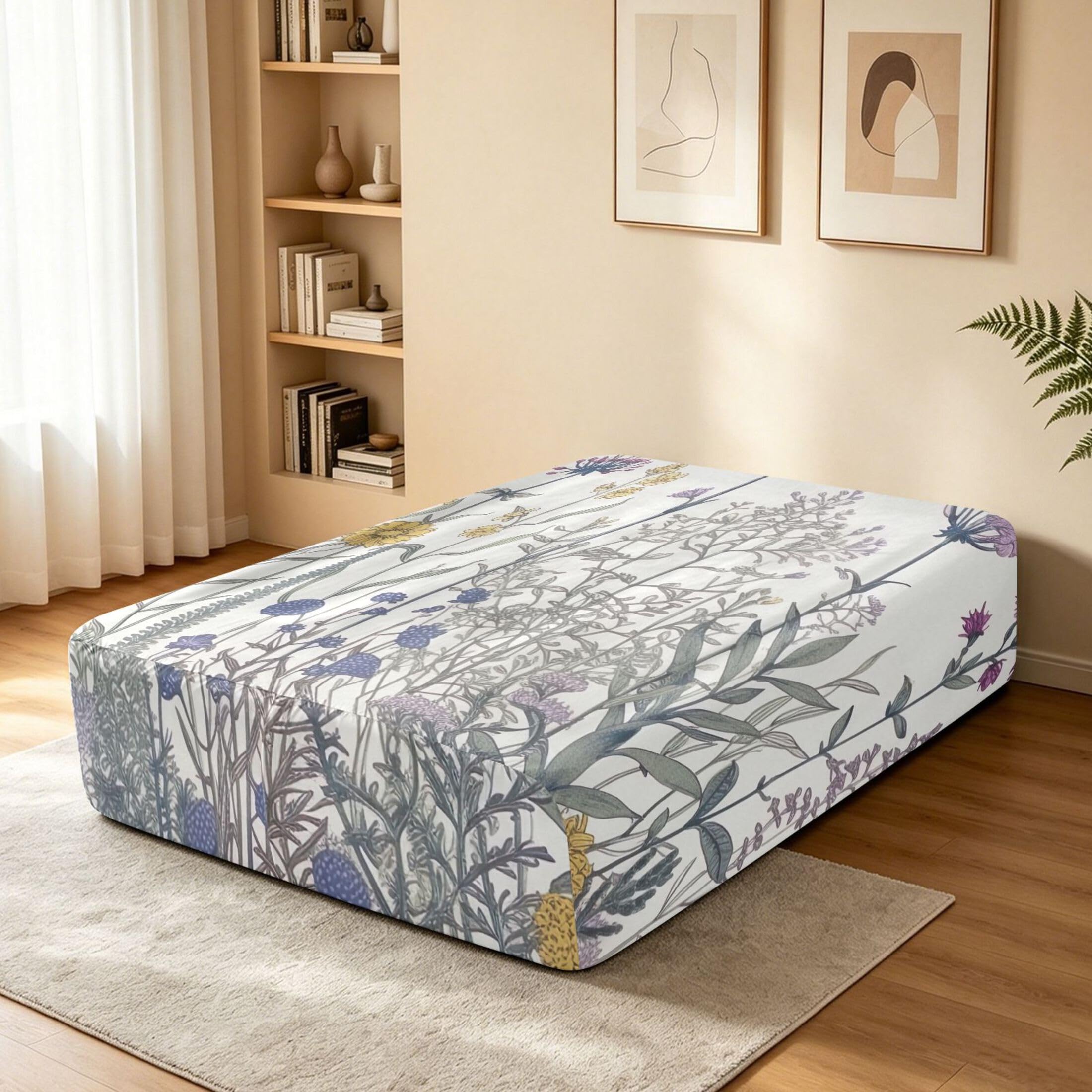 Wildflower - Sábana bajera ajustable individual para colchón de aire, bolsillo extra profundo de 24 pulgadas, funda suave y transpirable con apertura de válvula de cremallera para cama de