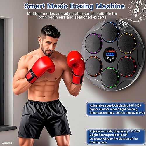 Miniatura 2 de Máquina de boxeo, máquina de boxeo musical para adultos, equipo de entrenamiento de boxeo, pared de juego de boxeo, almohadilla de perforación de