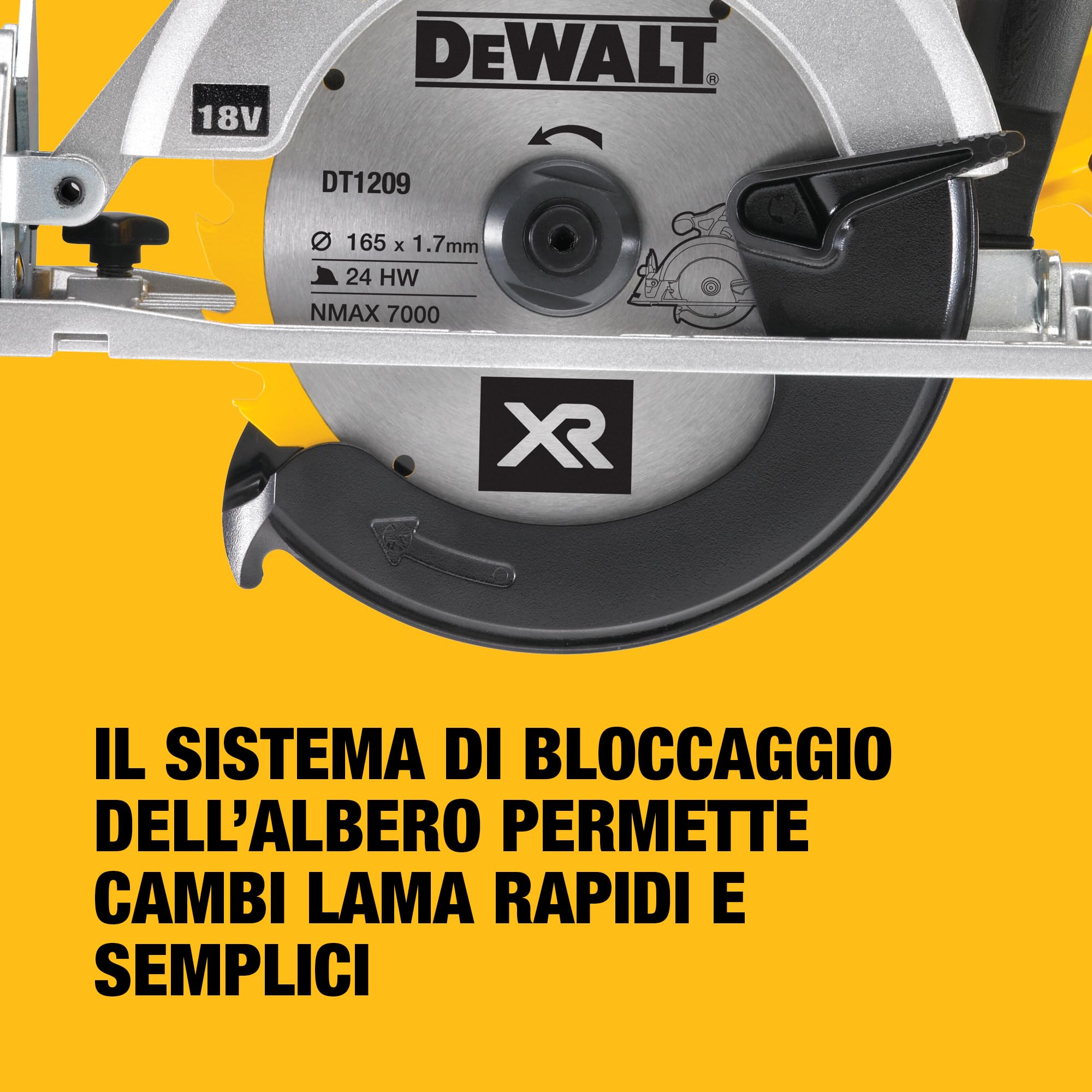 DEWALT Sega circolare 165mm a batteria XR, in valigetta TSTAK senza batteria e caricabatterie, 18V, DCS391NT-XJ