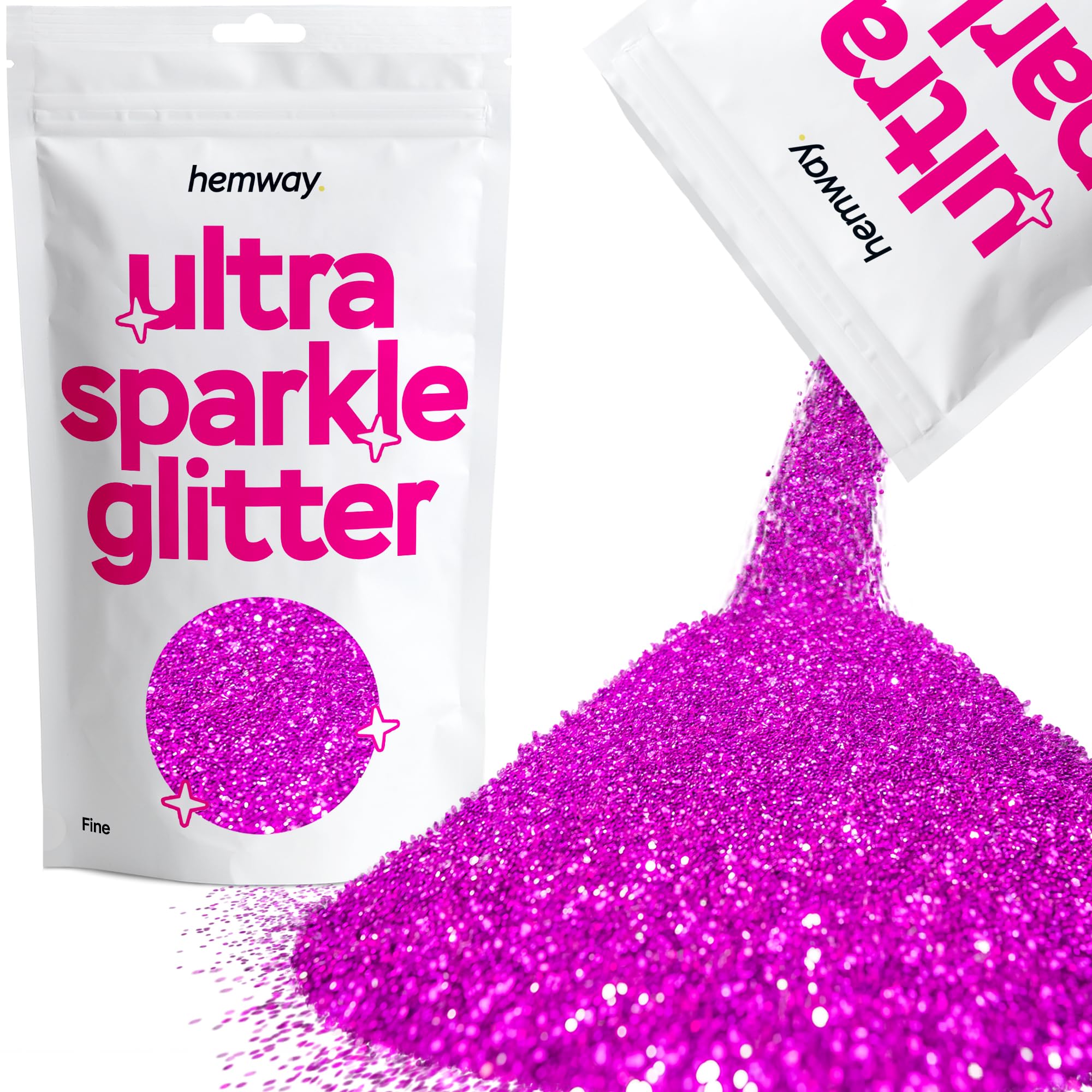 Hemway Ultra Sparkle Glitter Baby Pink Iridescent 100g Fine | Glitter for Arts & Craft, Makeup, Nail Art, Crafting, Card Making, Sparkle Decoration — view 140