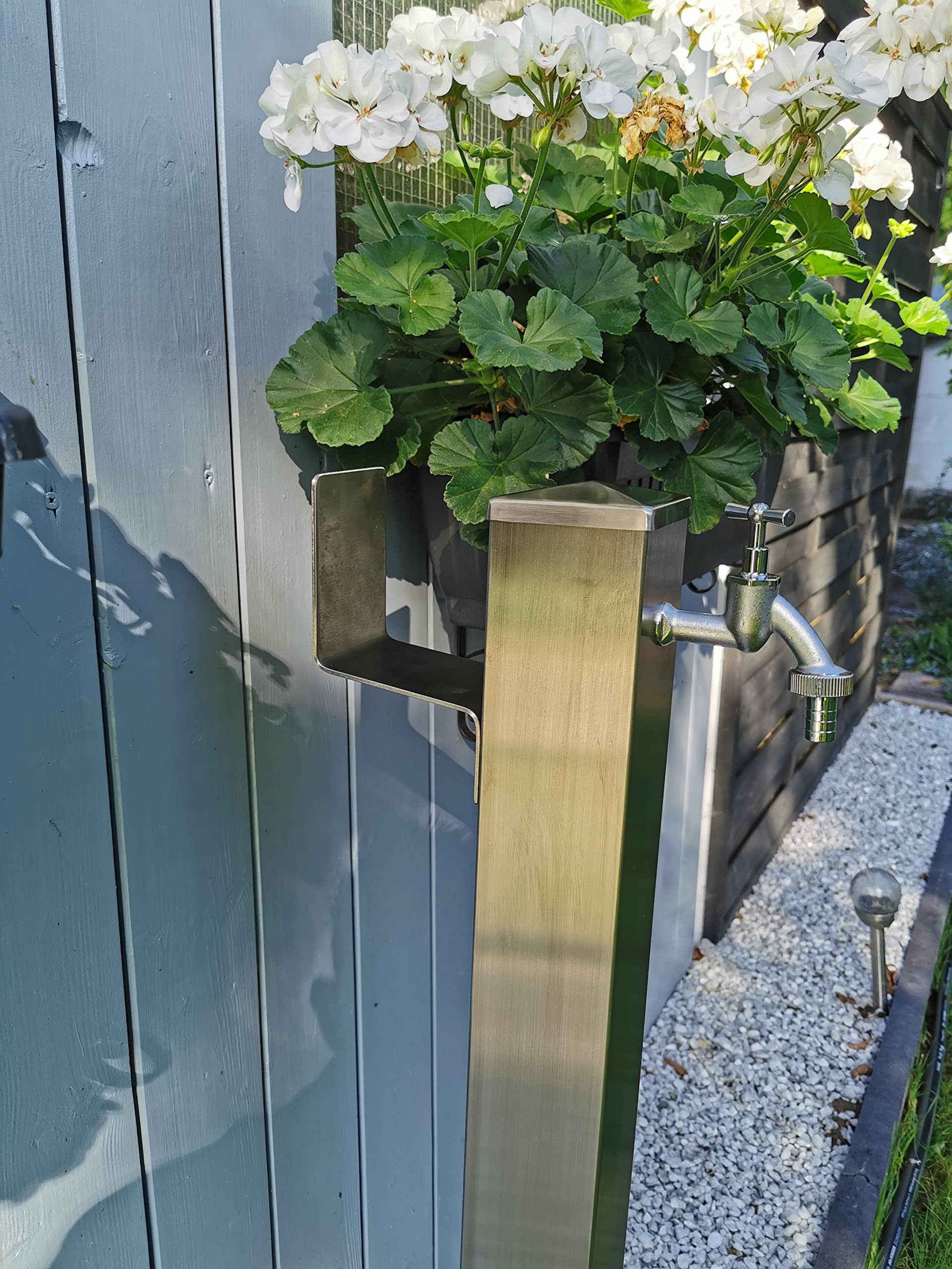 Wassersäule Edelstahl 3/4" Zoll 95 cm mit SchlauchhalterWasserverteiler Wasserzapfstelle Zapfstelle 95 cm