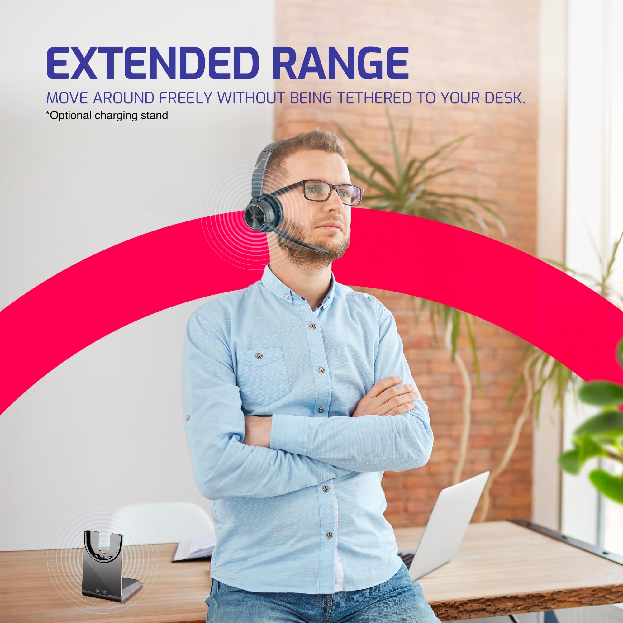 Poly Voyager 4310 Wireless Headset UC - Plantronics Single-Ear w/mic Bluetooth Office with Extended Microphone for Cell Phone Calls, Video Meetings, Laptops, Bluetooth Deskphone Telephone, GTW Cloth